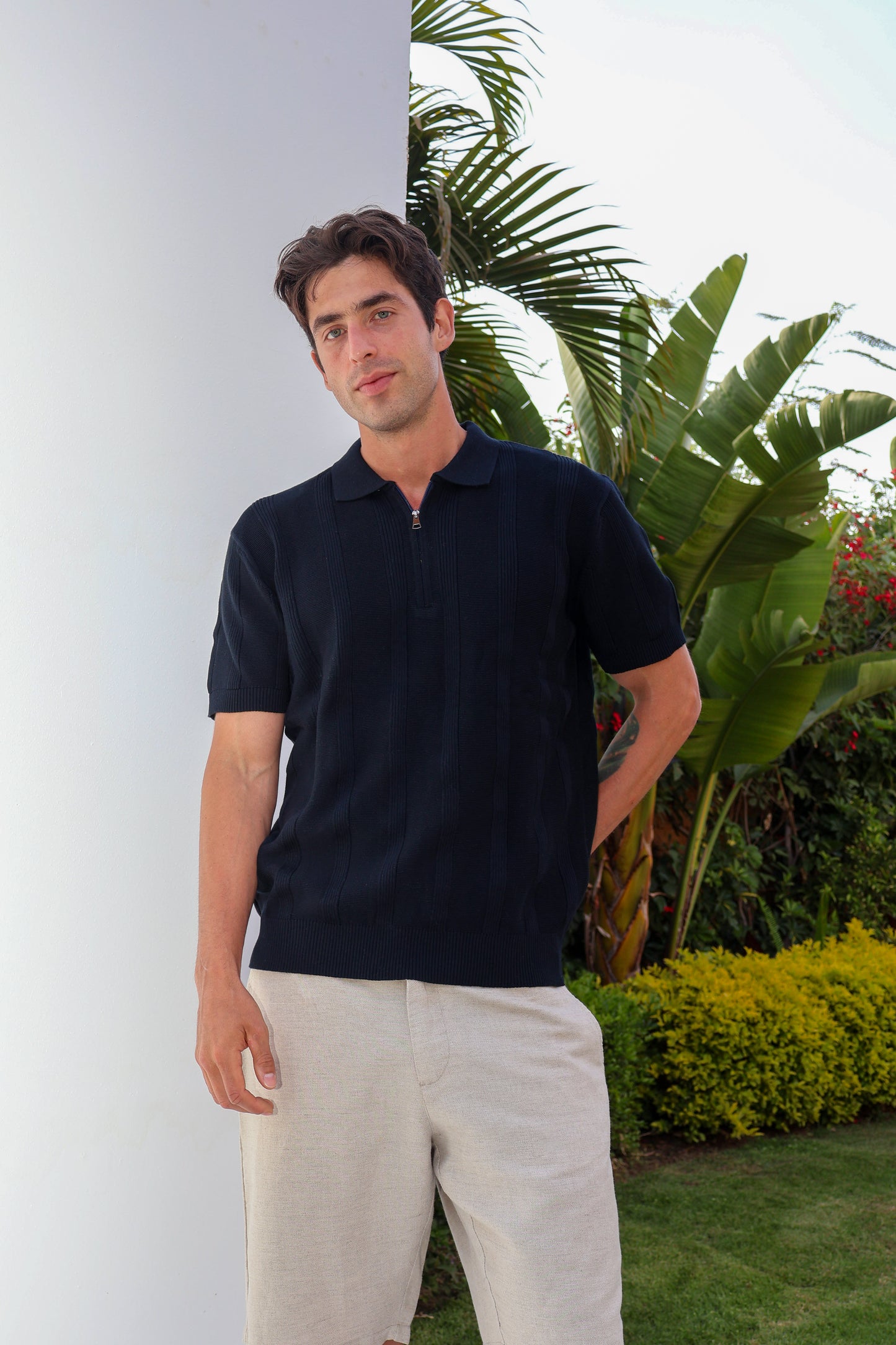 Striped Knit Polo