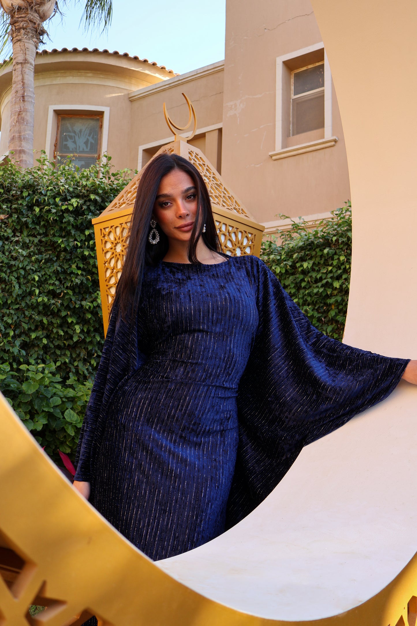 Blue Velvet Kaftan Dress
