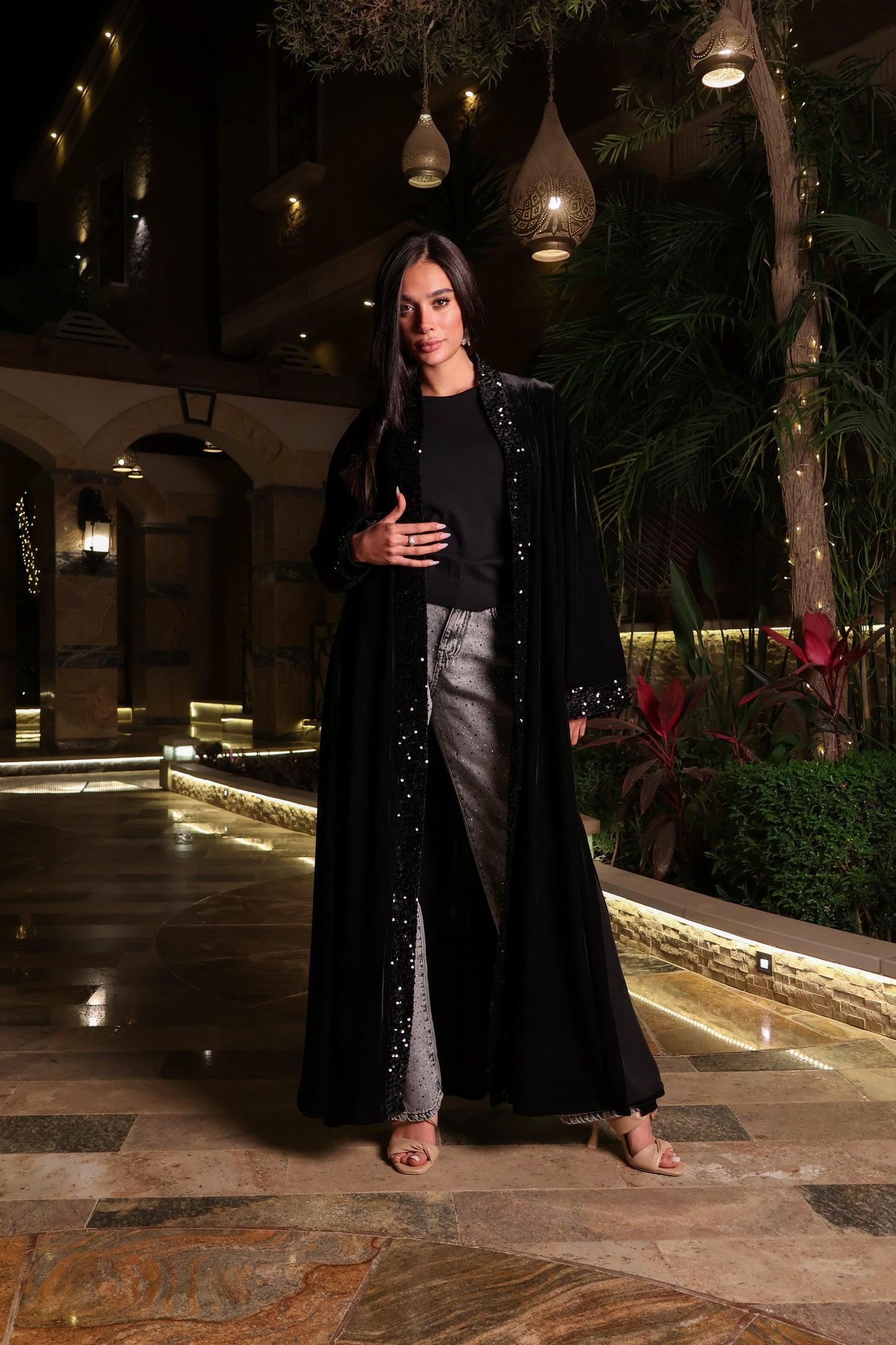 Black Shimmer Kaftan