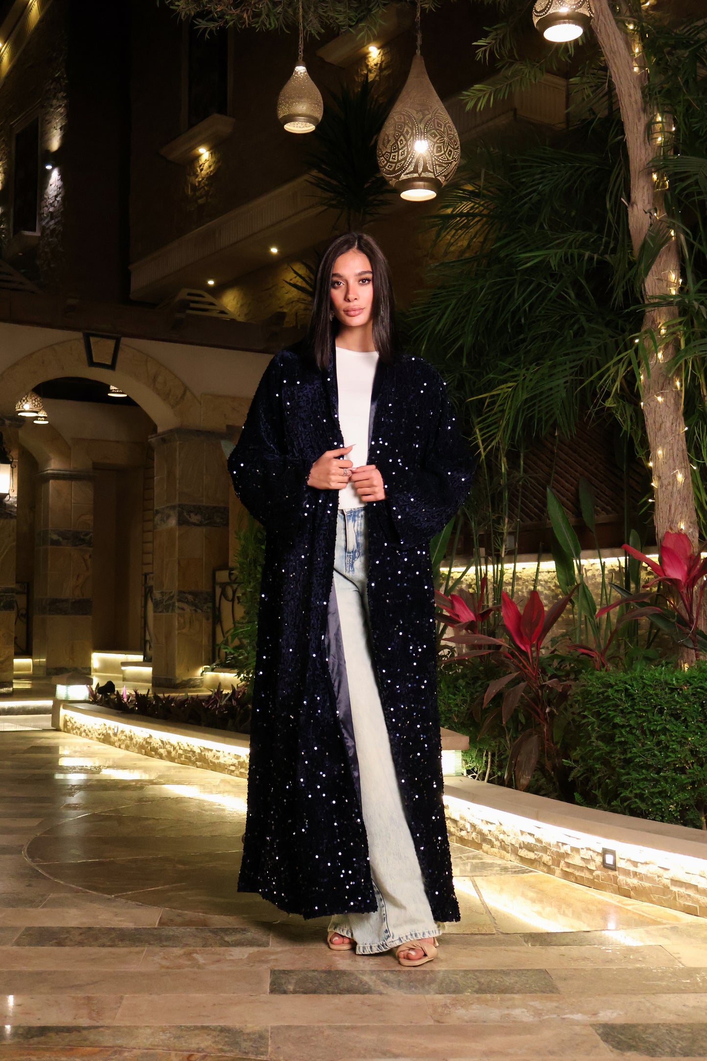 Navy Sequin Kaftan