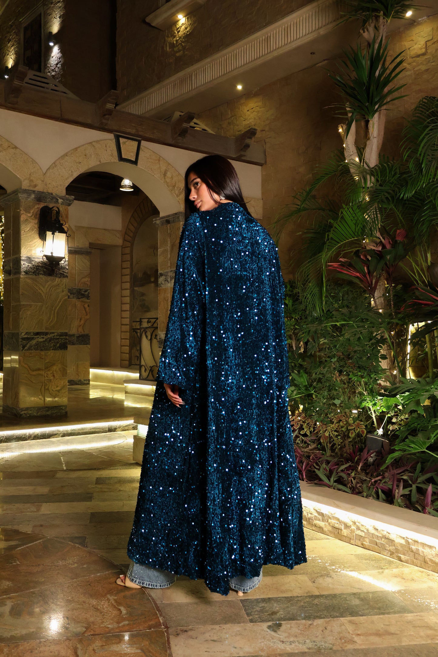 Teal Sequin Kaftan