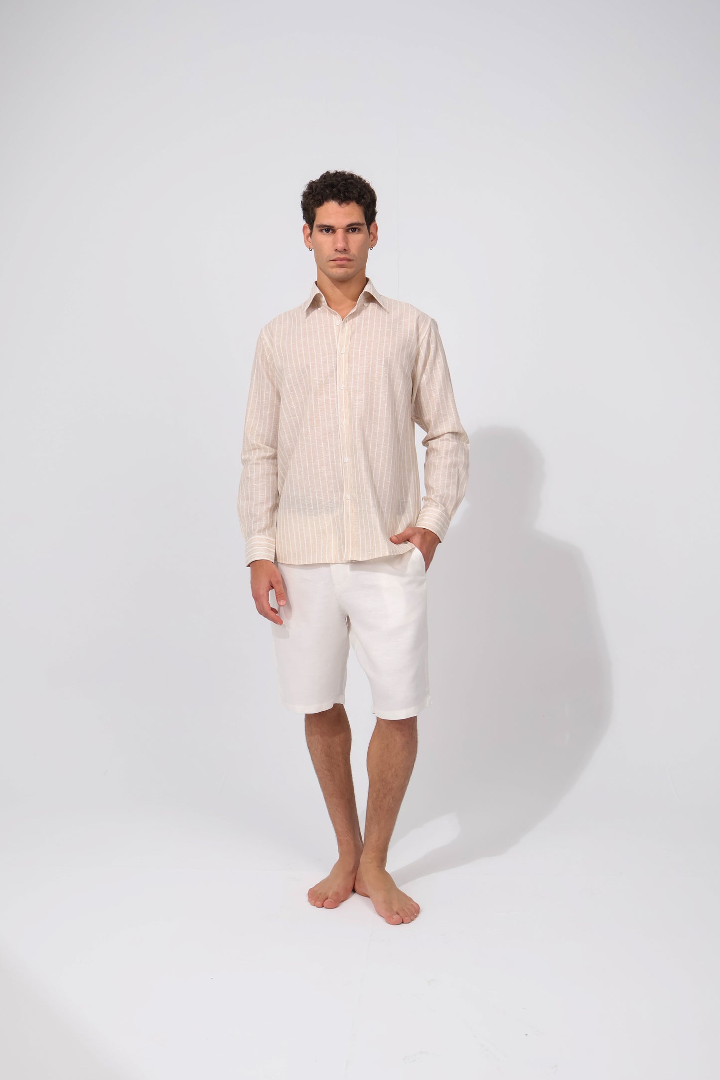 Brown Stripe Linen Shirt