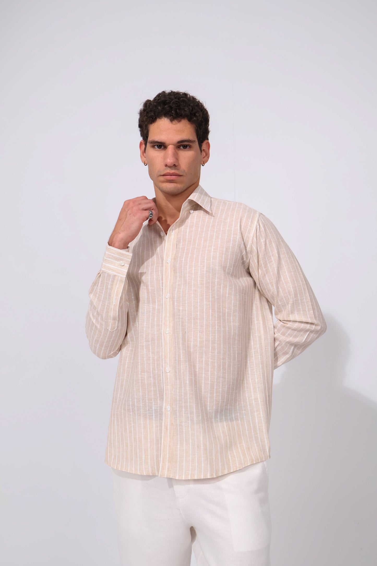 Brown Stripe Linen Shirt