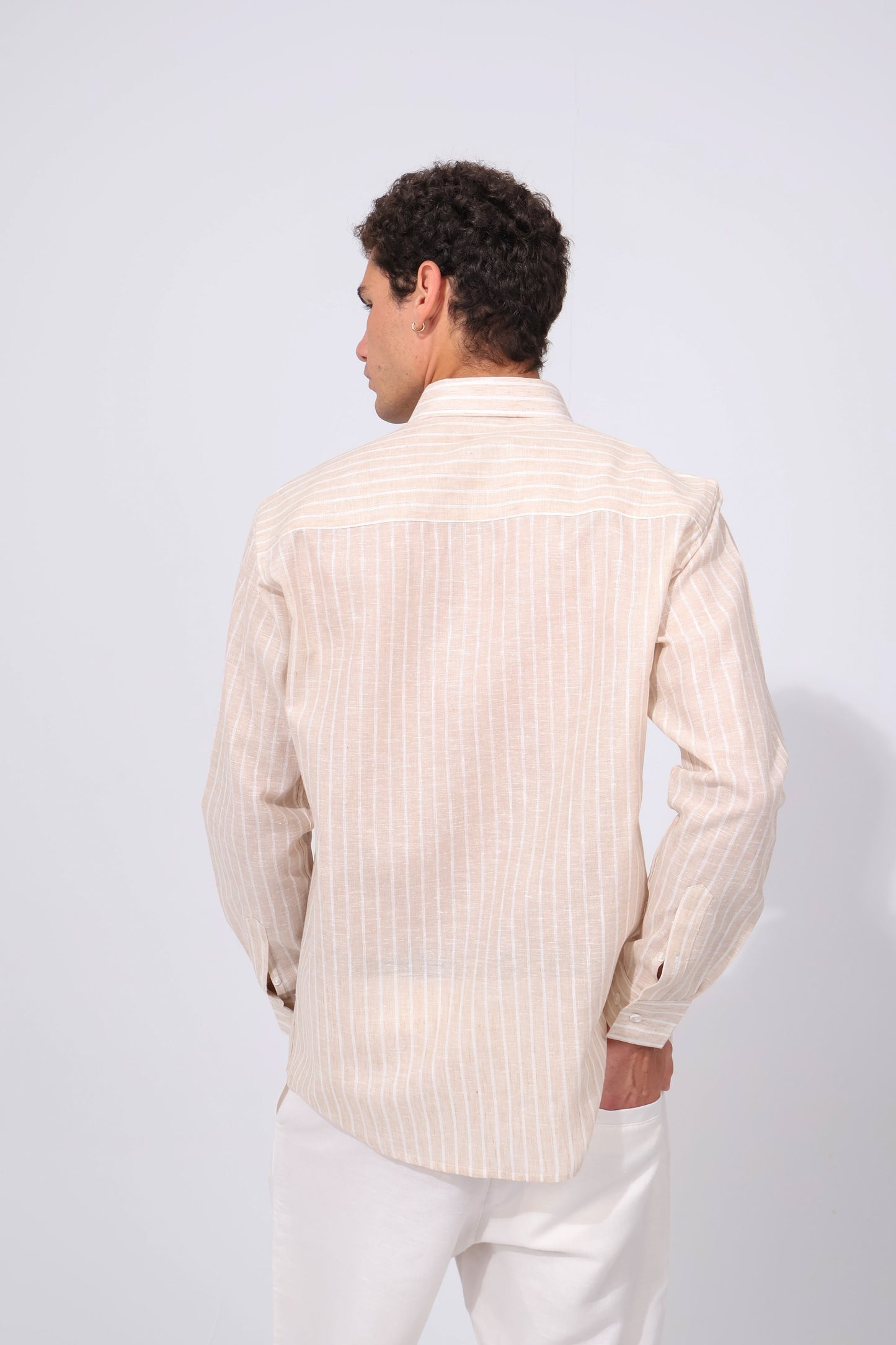 Brown Stripe Linen Shirt