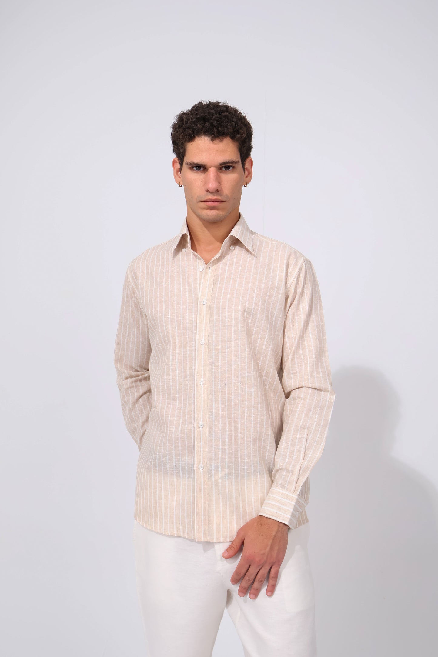 Brown Stripe Linen Shirt