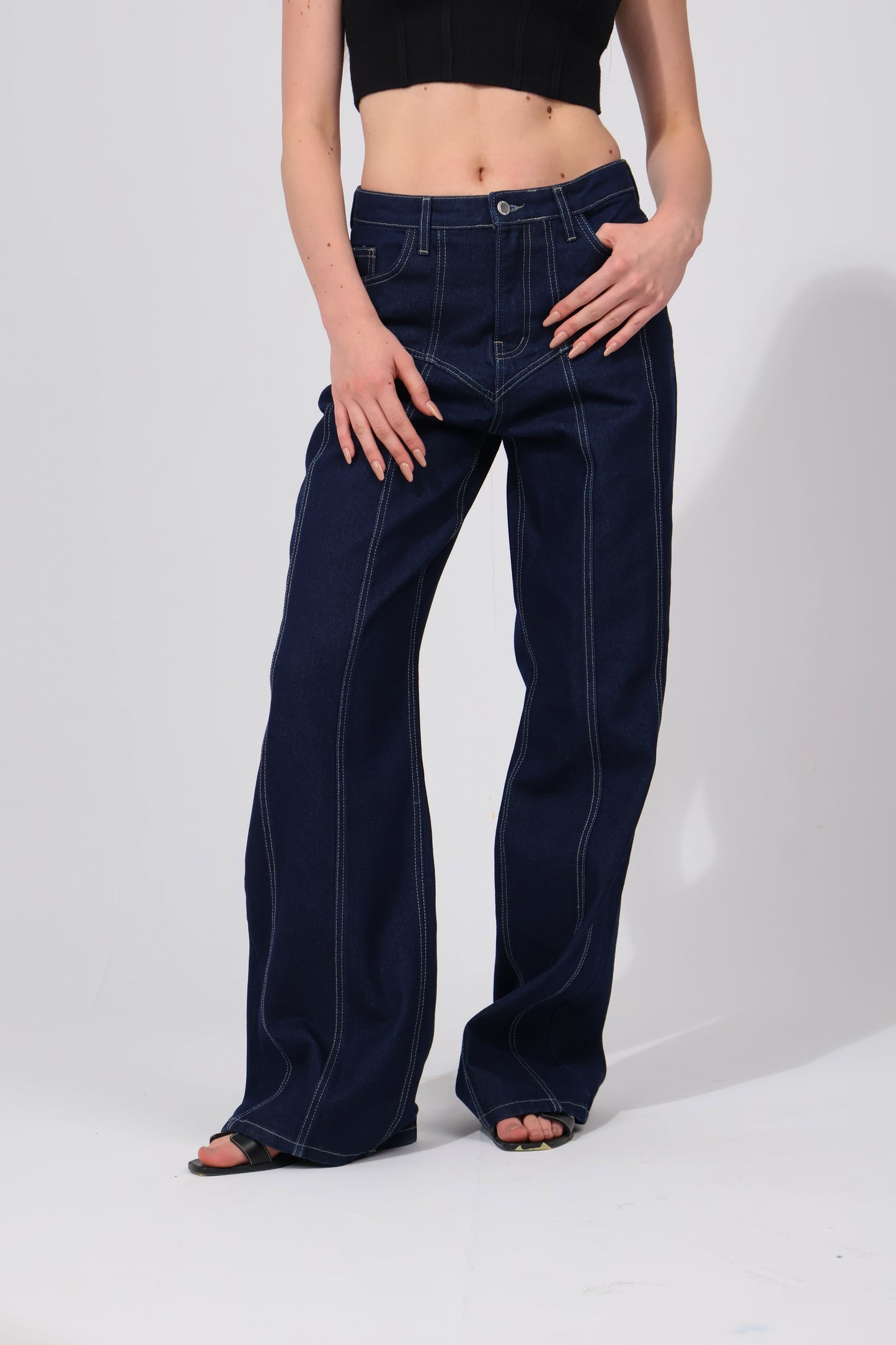 Striped Denim Pants