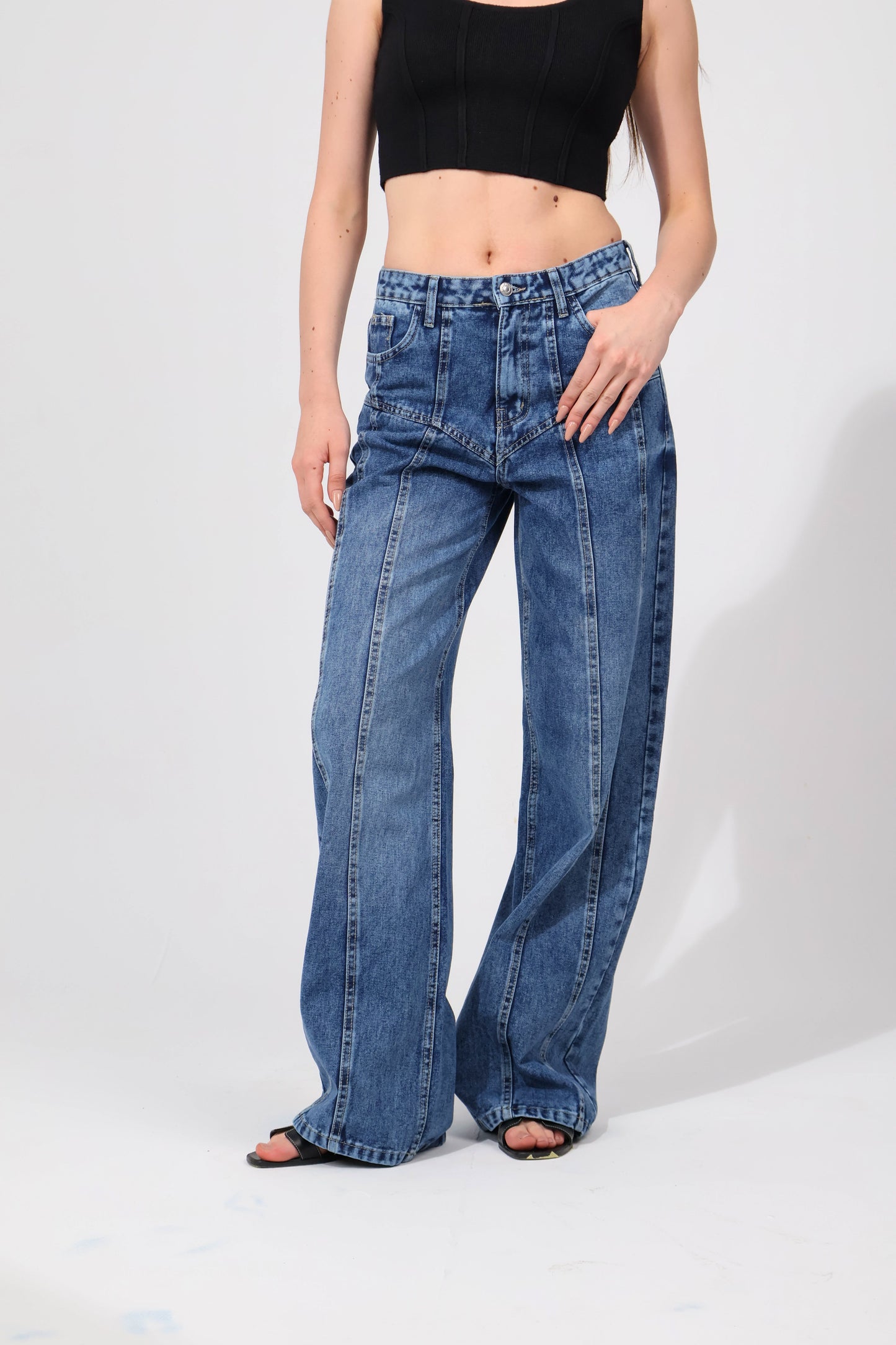 Striped Denim Pants