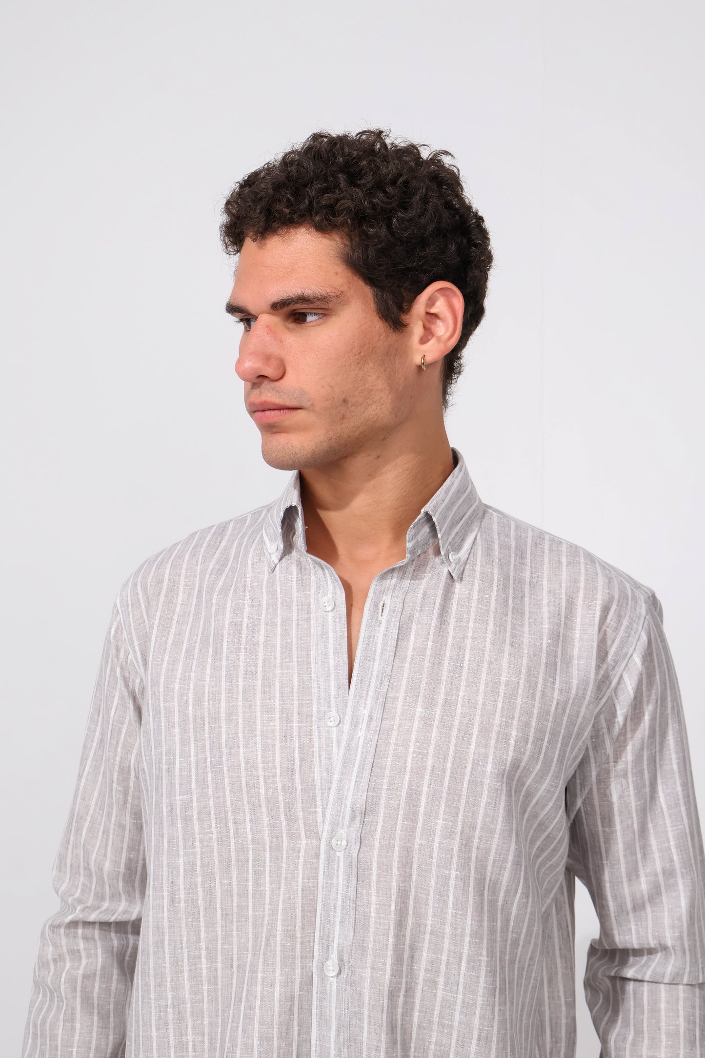 Grey Stripe Linen Shirt