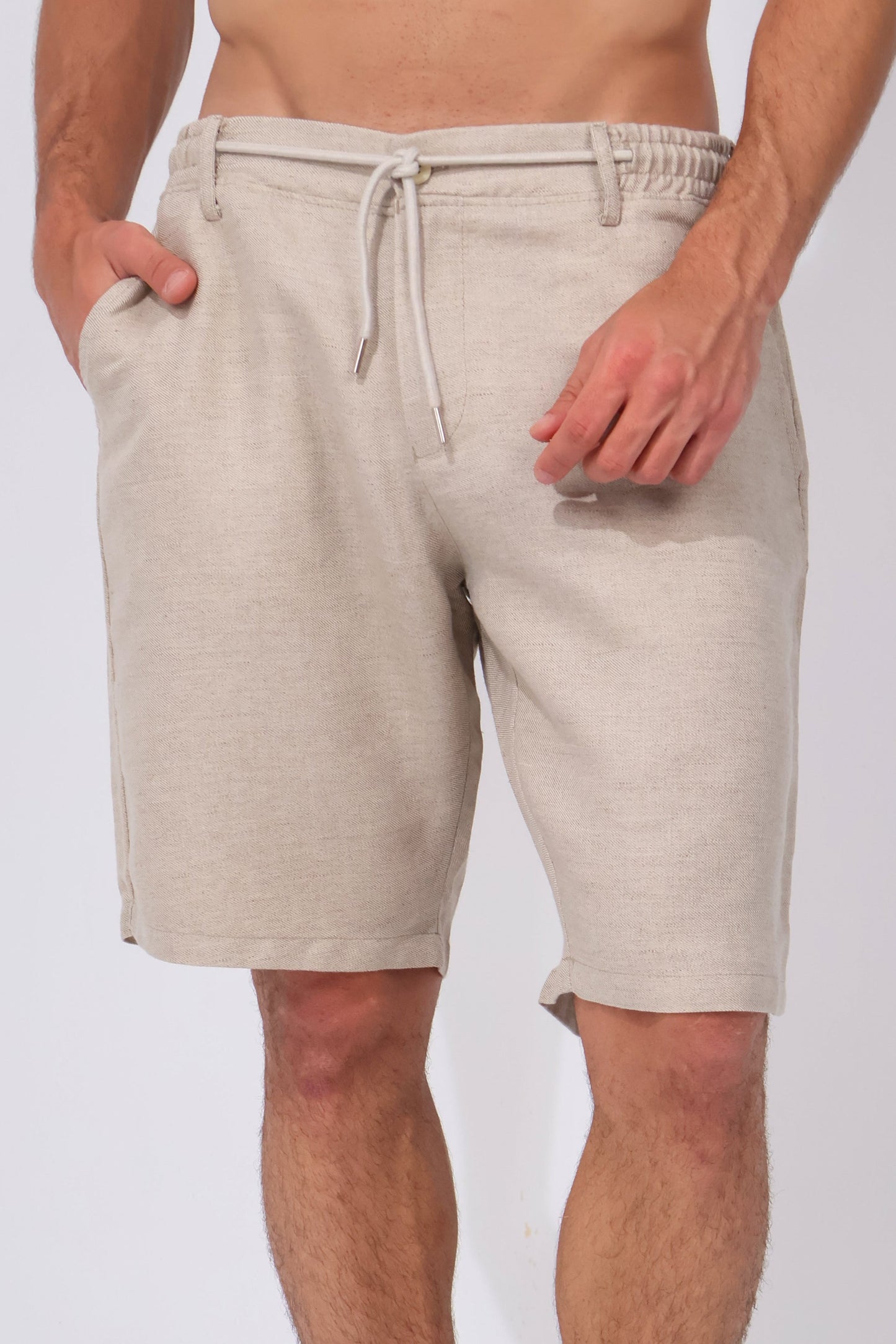Beige Linen Shorts