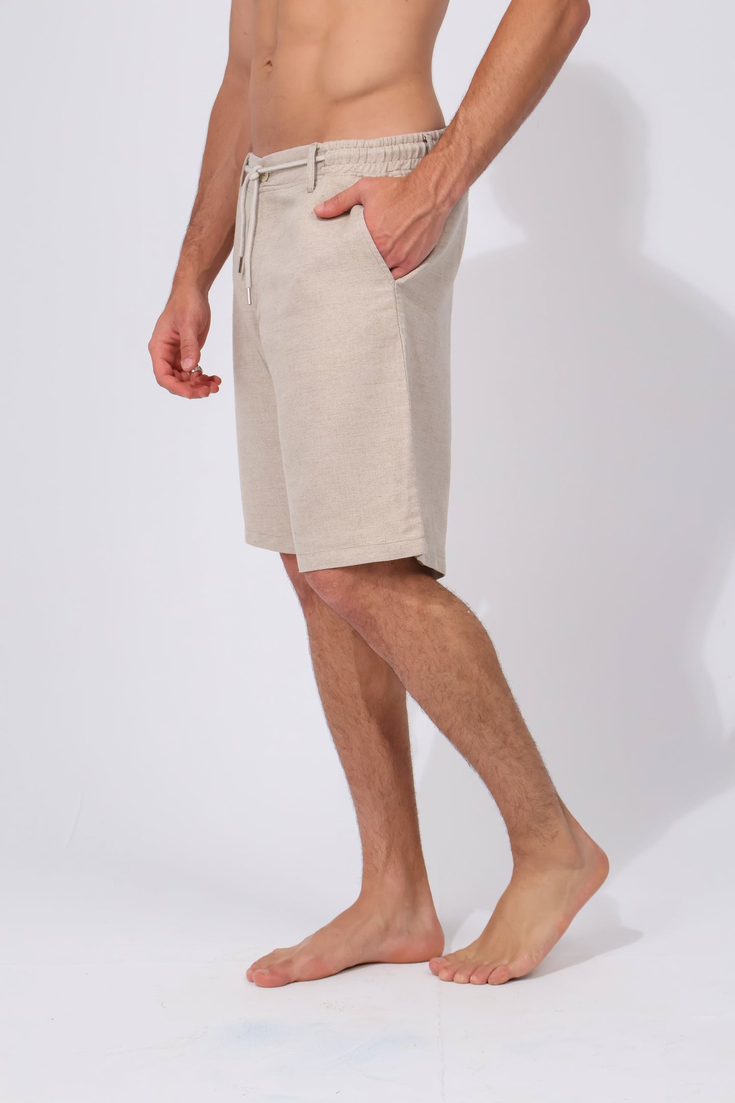 Beige Linen Shorts