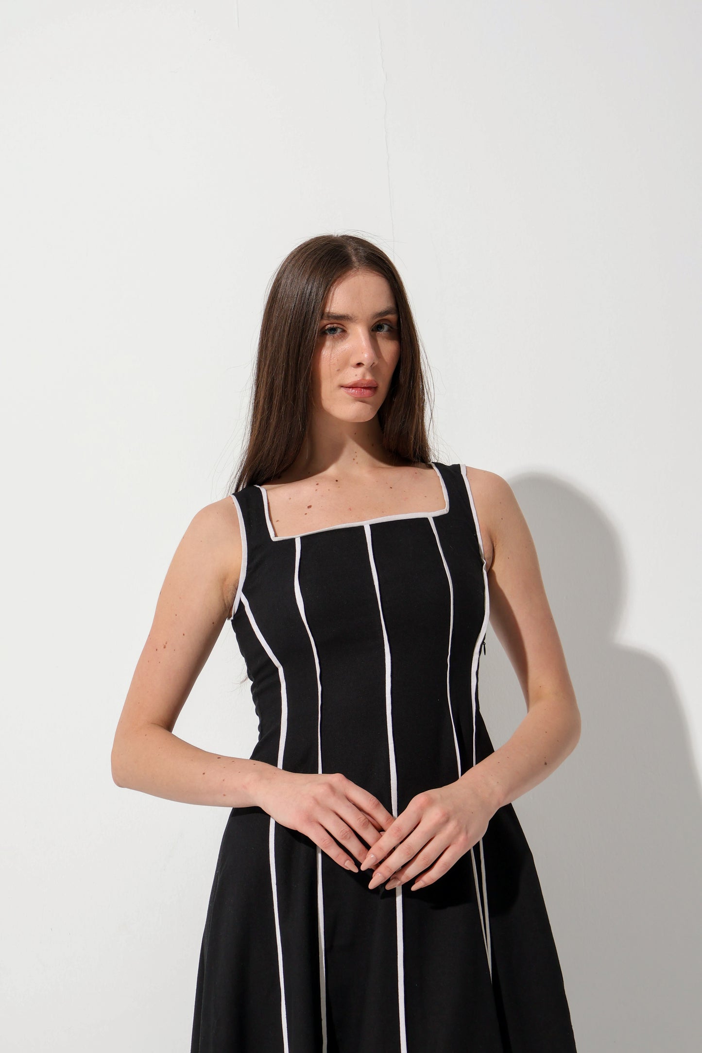Black Stripe Linen Dress