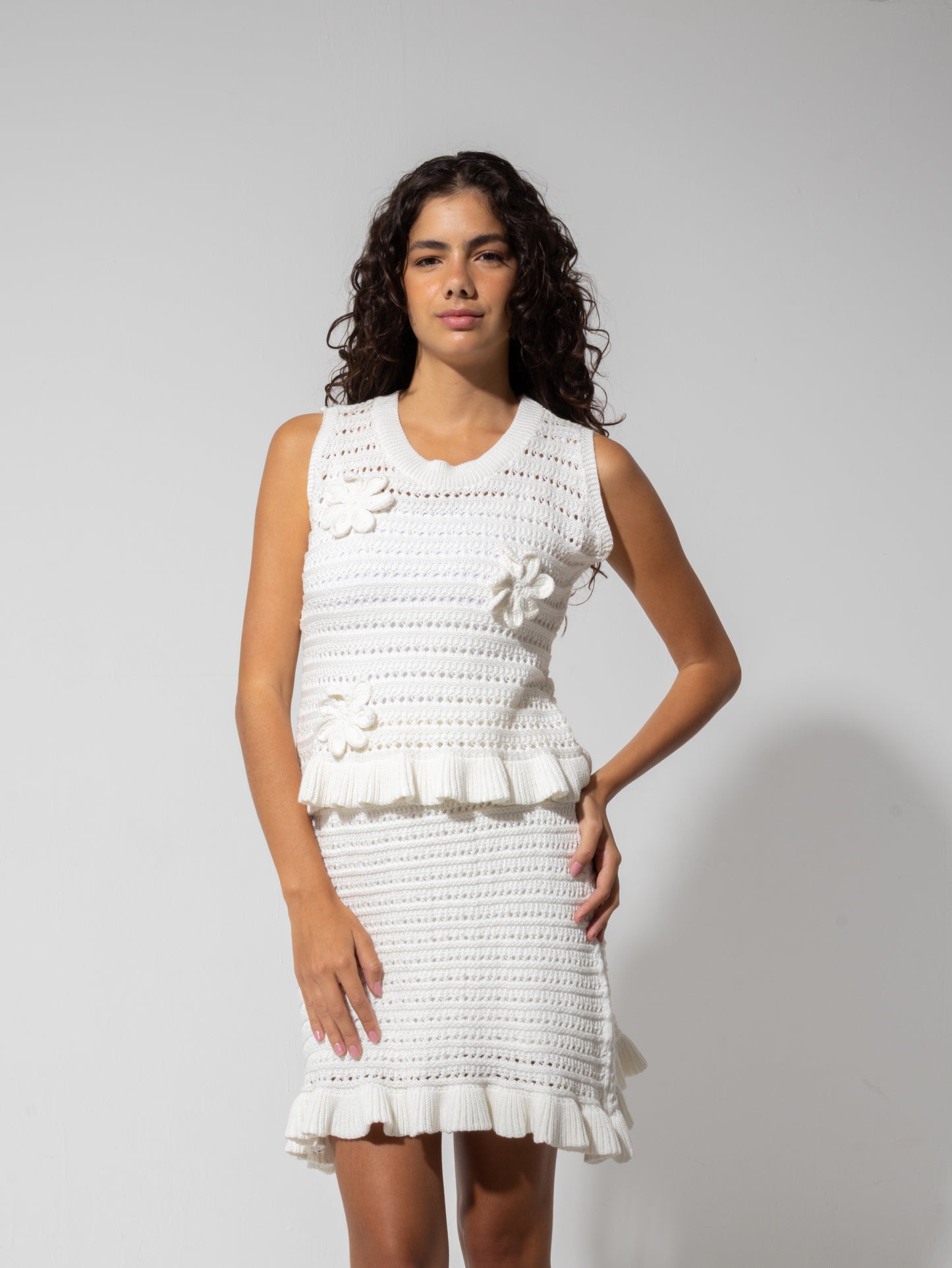 White Mini Skirt Set