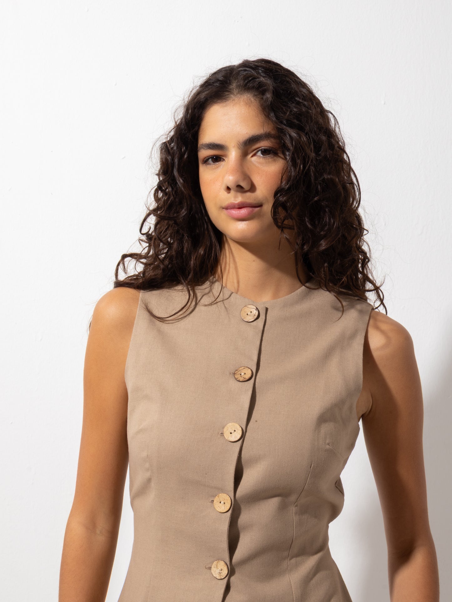 Caffe Linen Vest Set