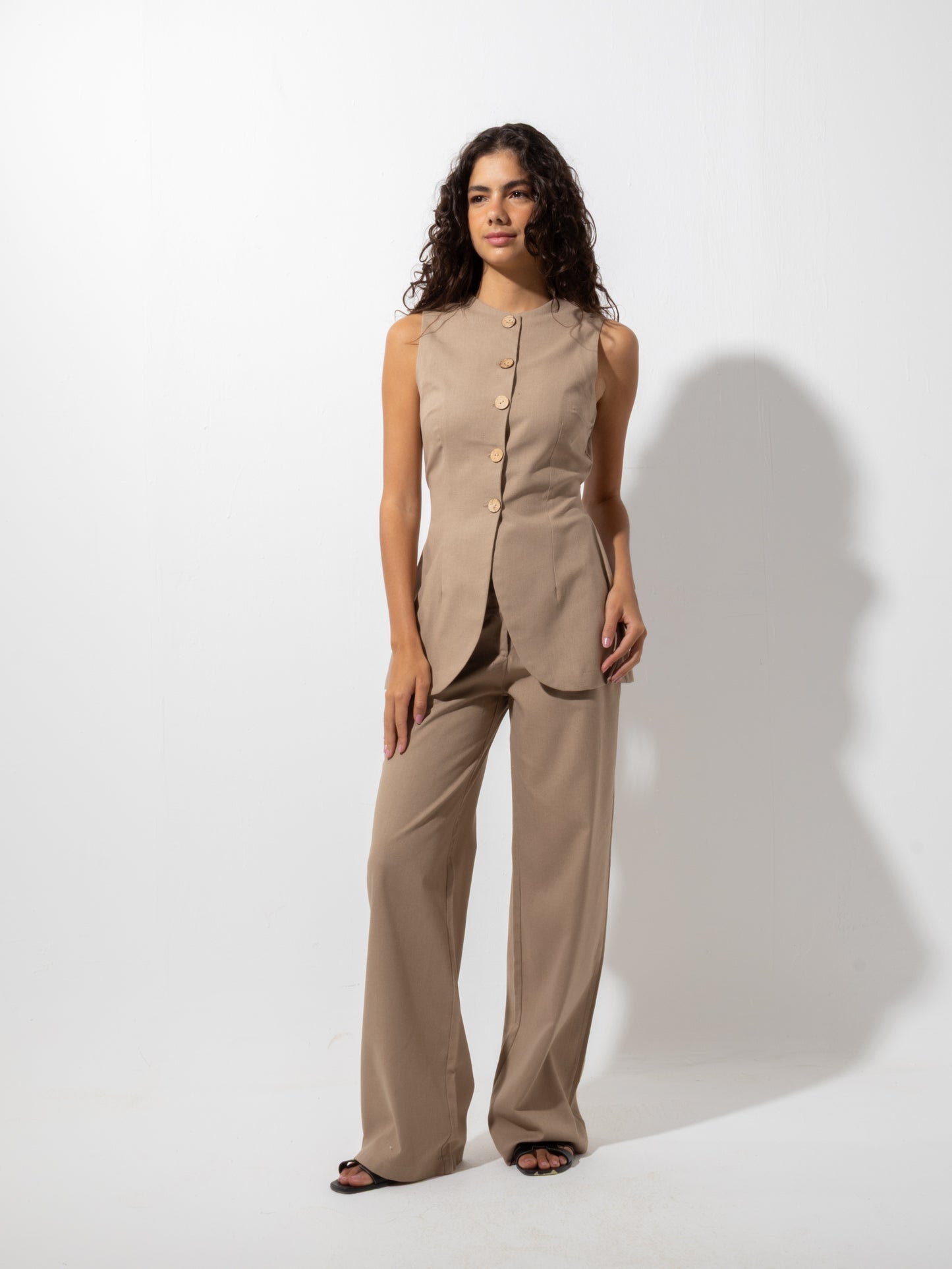 Caffe Linen Vest Set