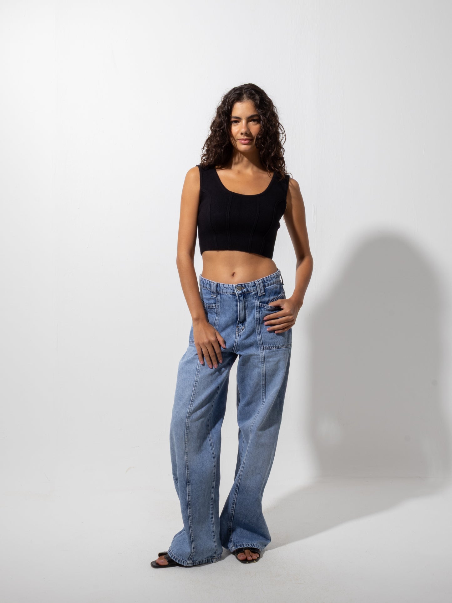 Washed Denim Pants
