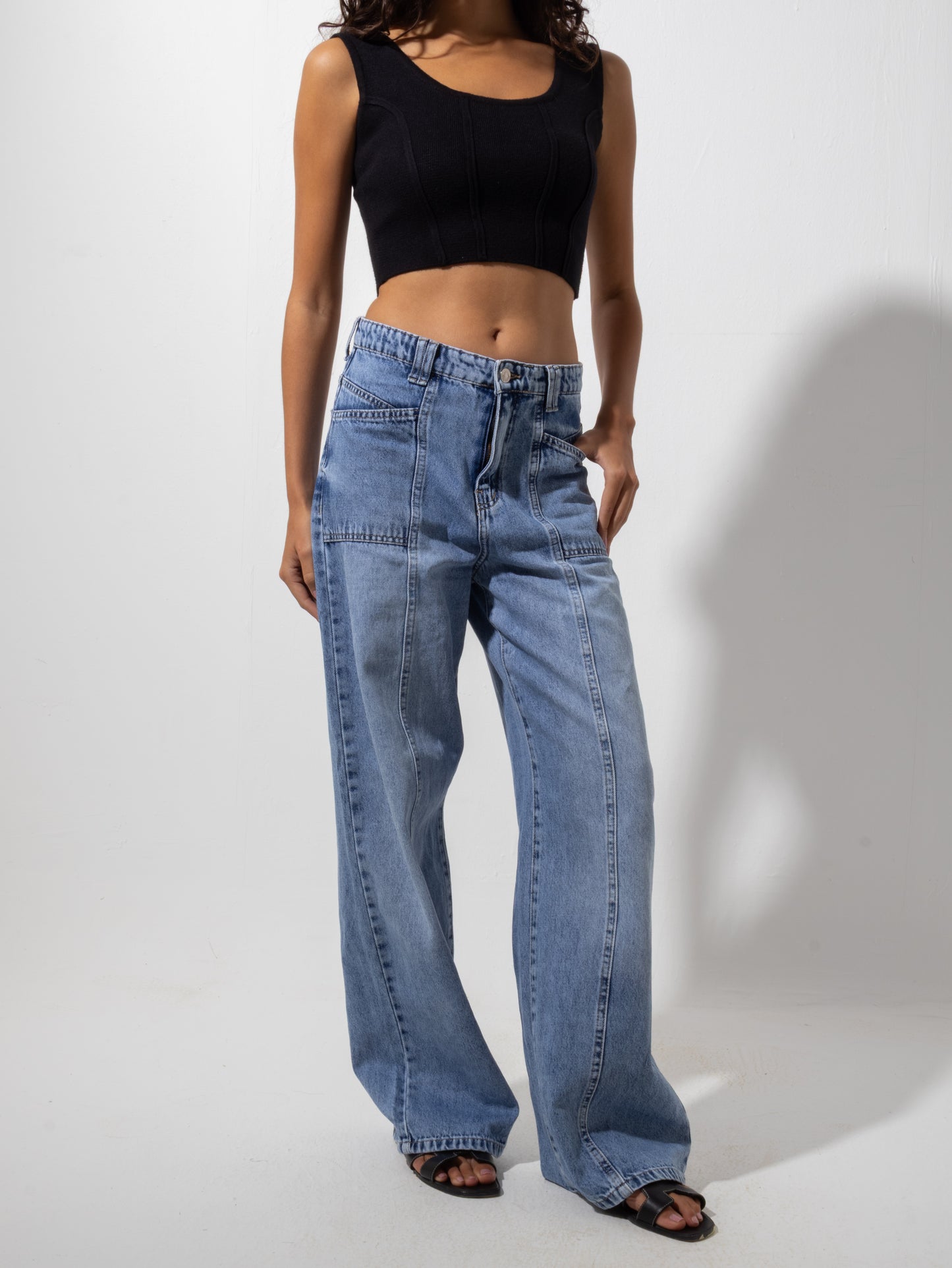 Washed Denim Pants