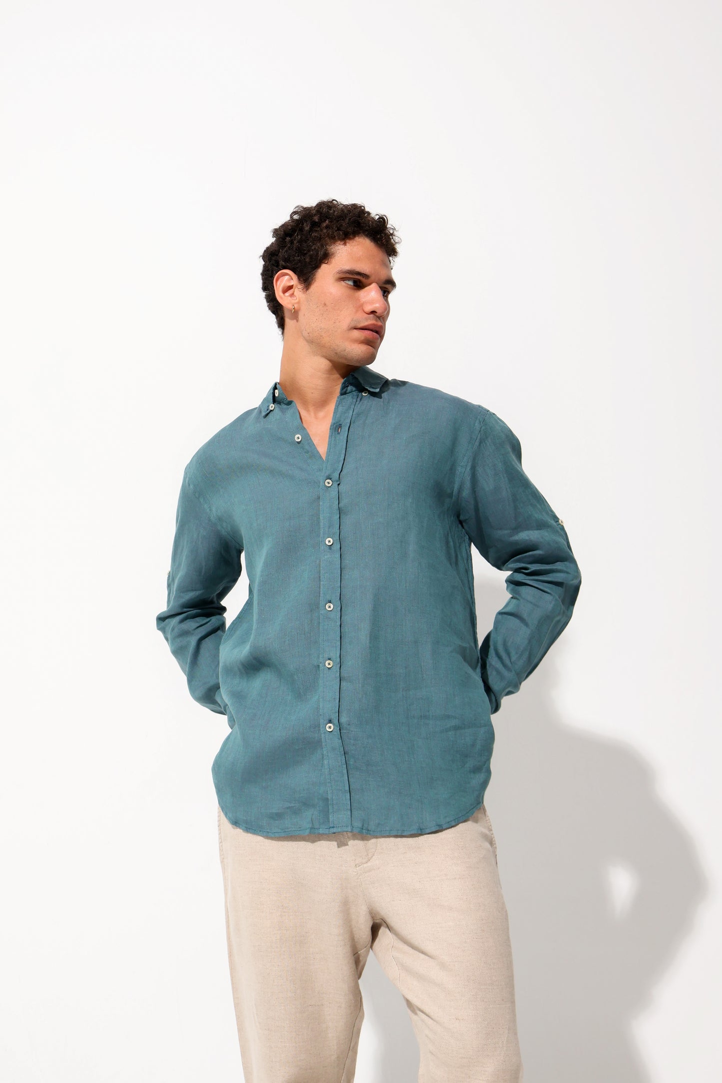 Teal Premium Linen Shirt