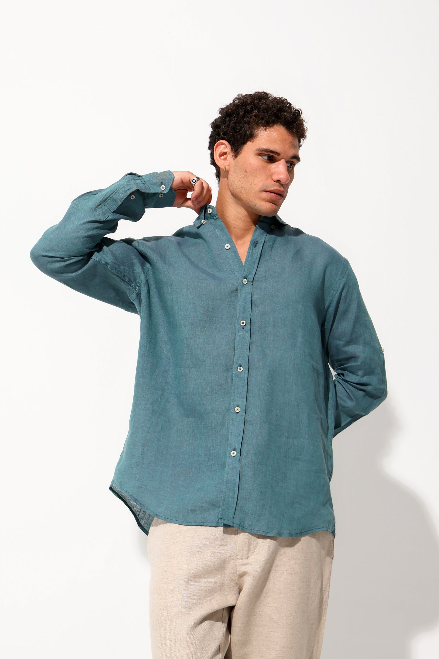Teal Premium Linen Shirt