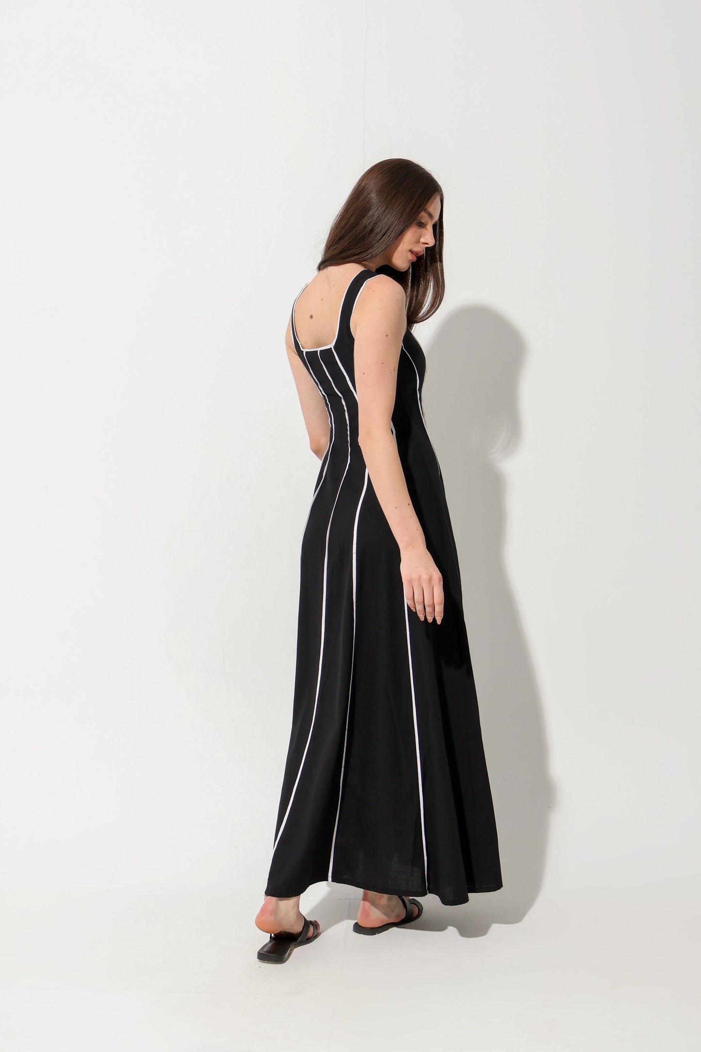 Black Stripe Linen Dress