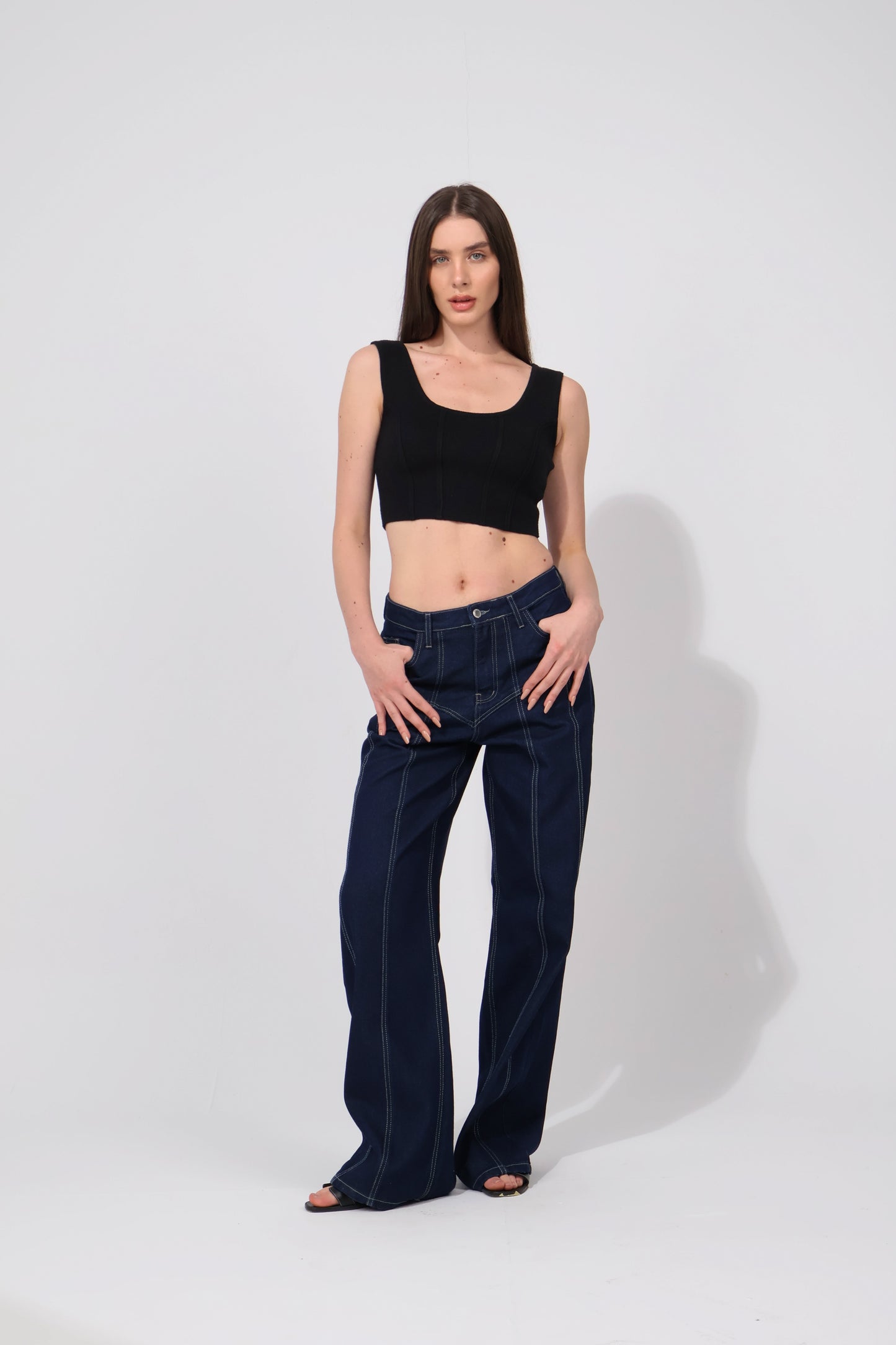 Striped Denim Pants