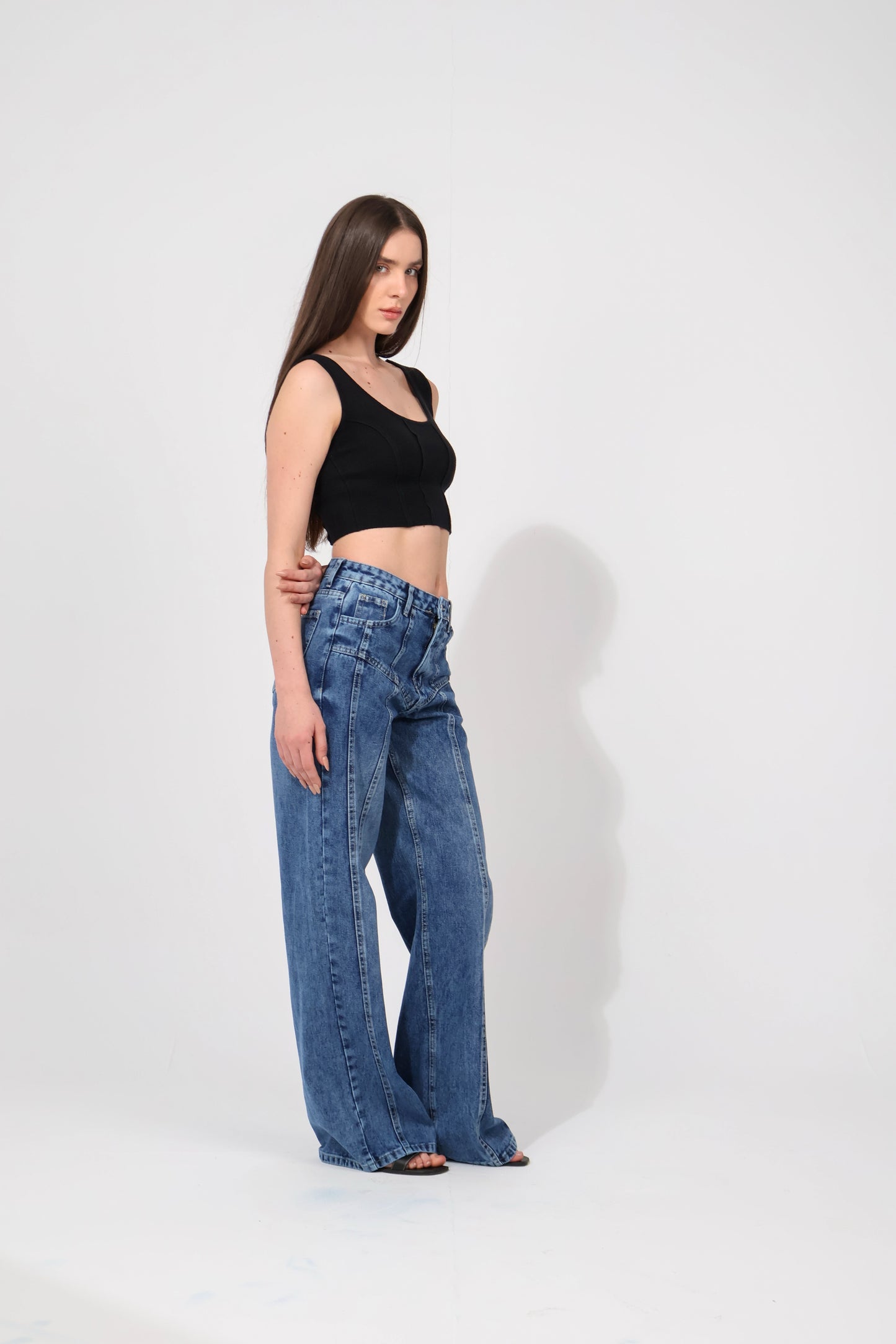 Striped Denim Pants