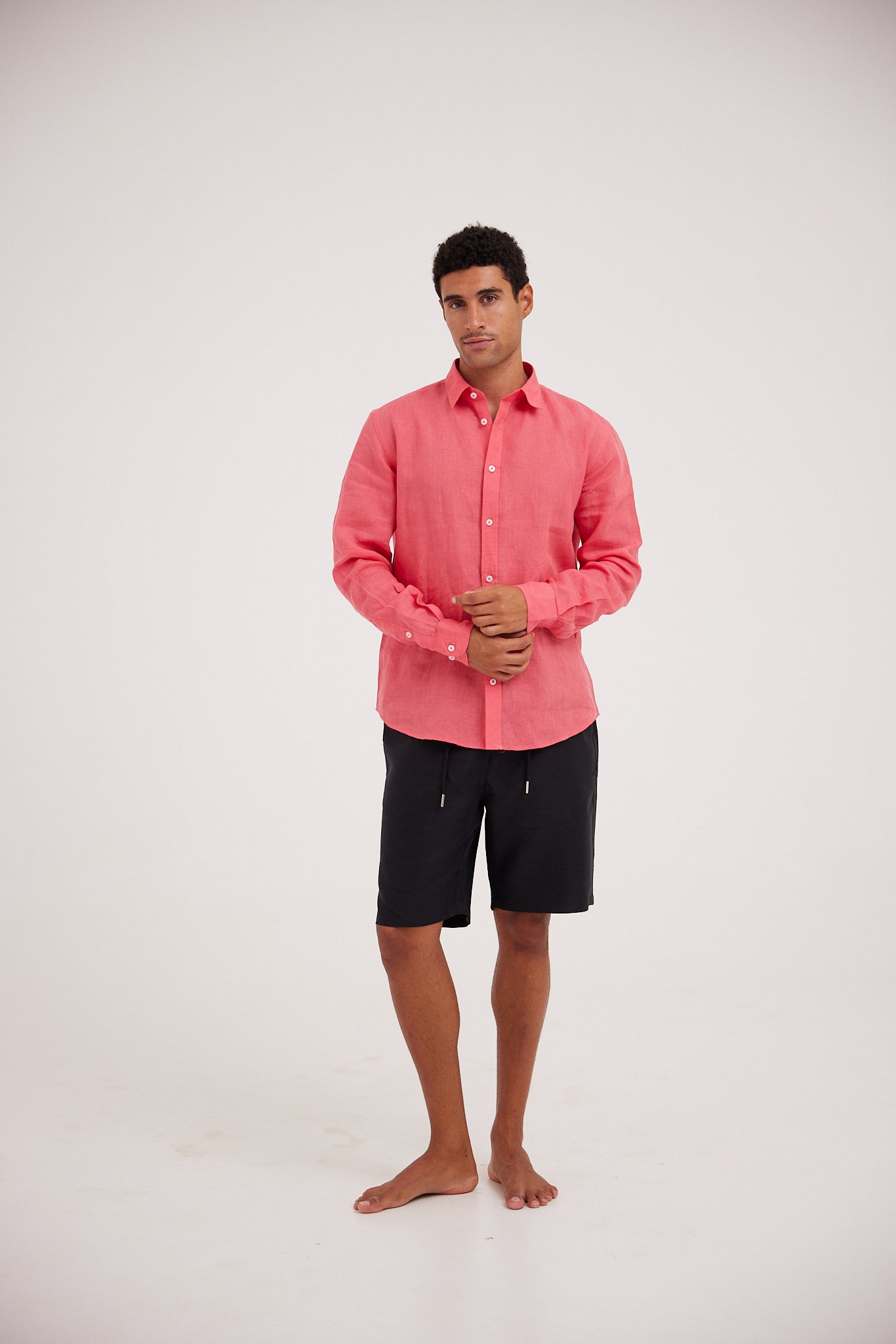 Dark Pink Linen Shirt