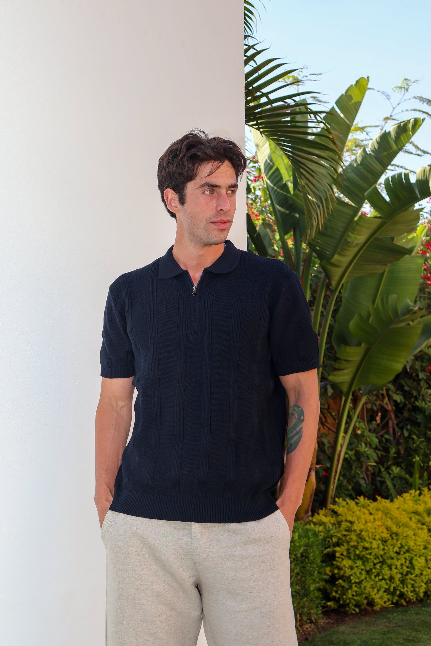 Striped Knit Polo