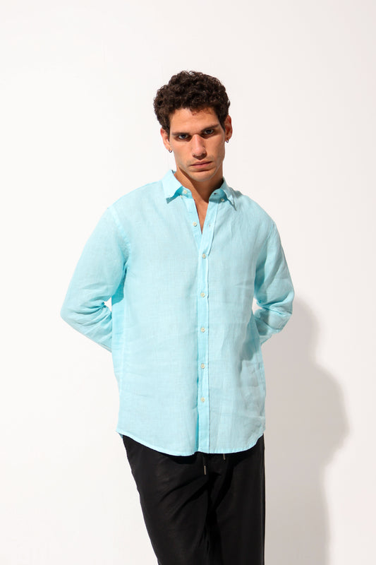 Turqouise Linen Shirt