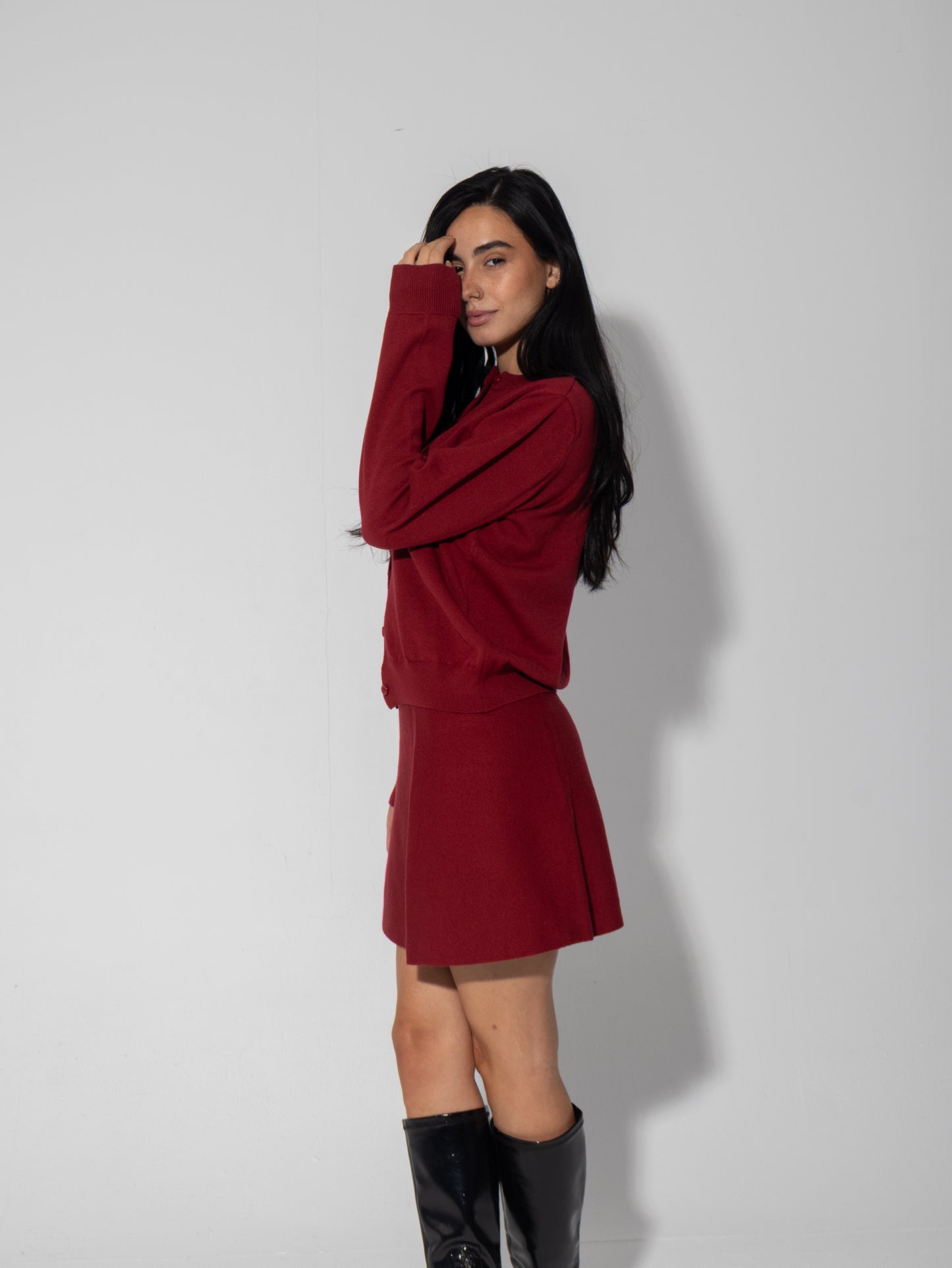 Cardi Knit Skirt Set