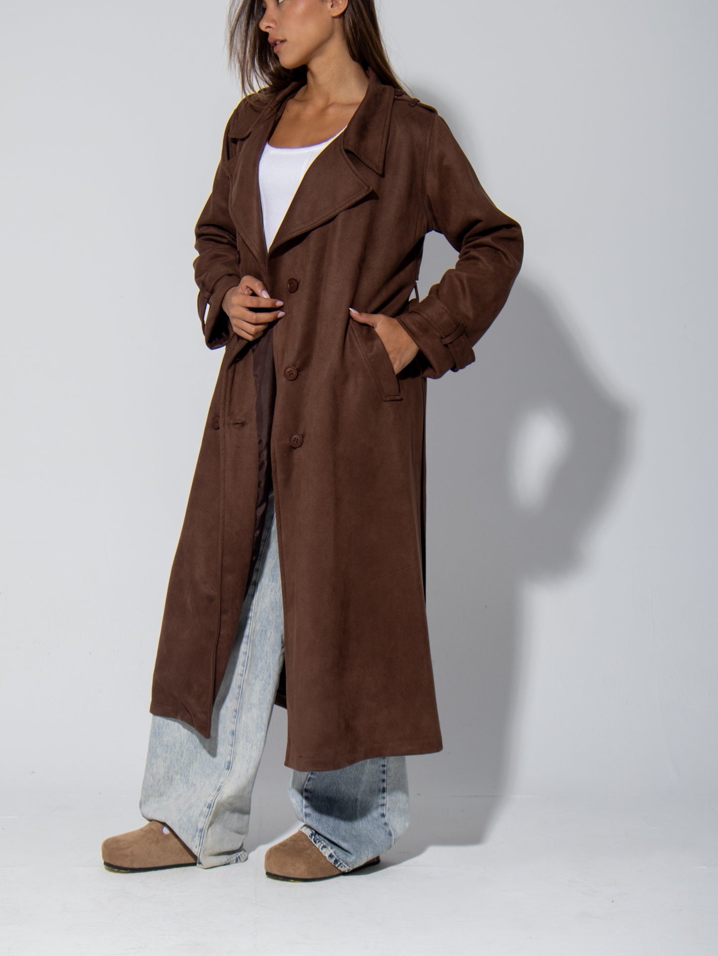 Suede Trench Coat