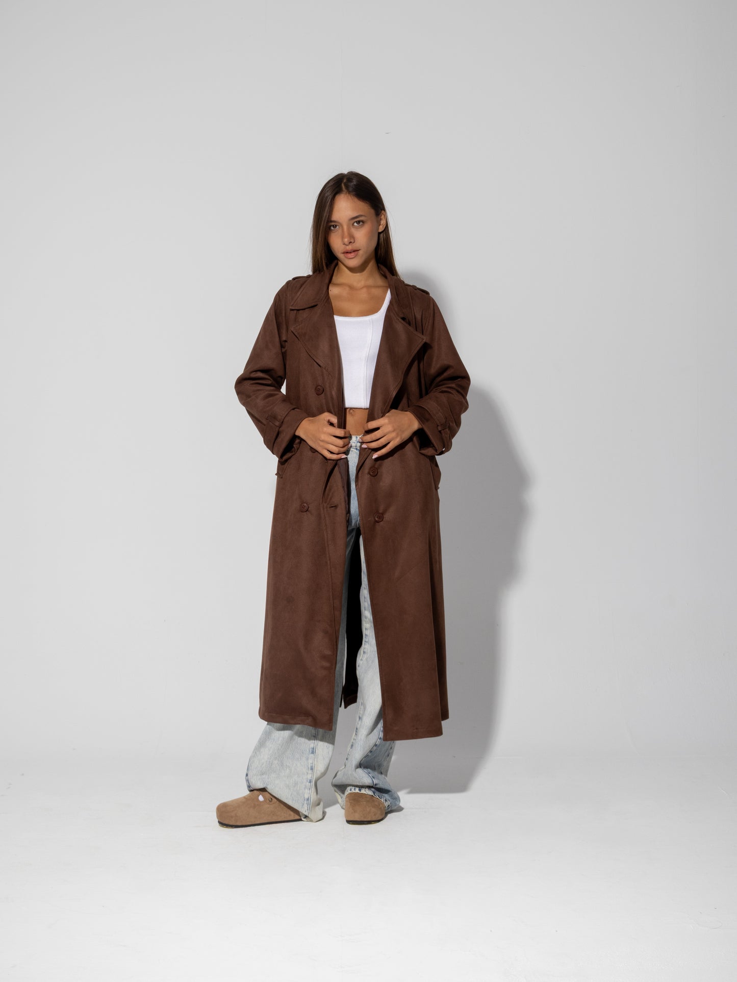 Suede Trench Coat
