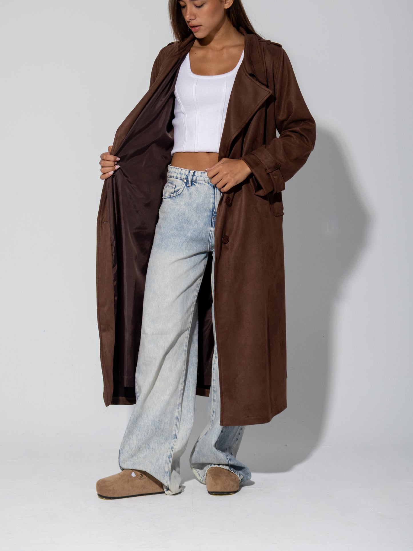 Suede Trench Coat
