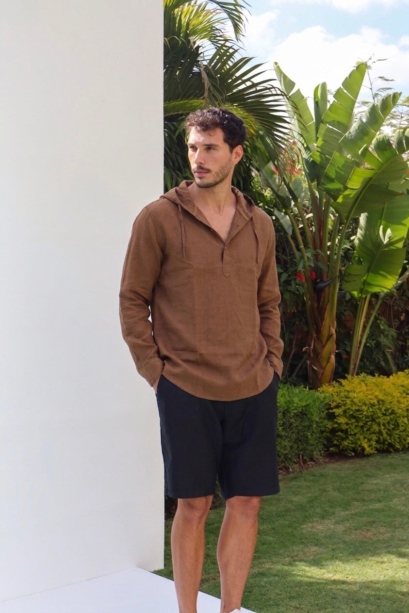 Linen Hooded Shirt