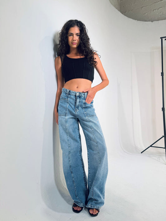 Washed Denim Pants
