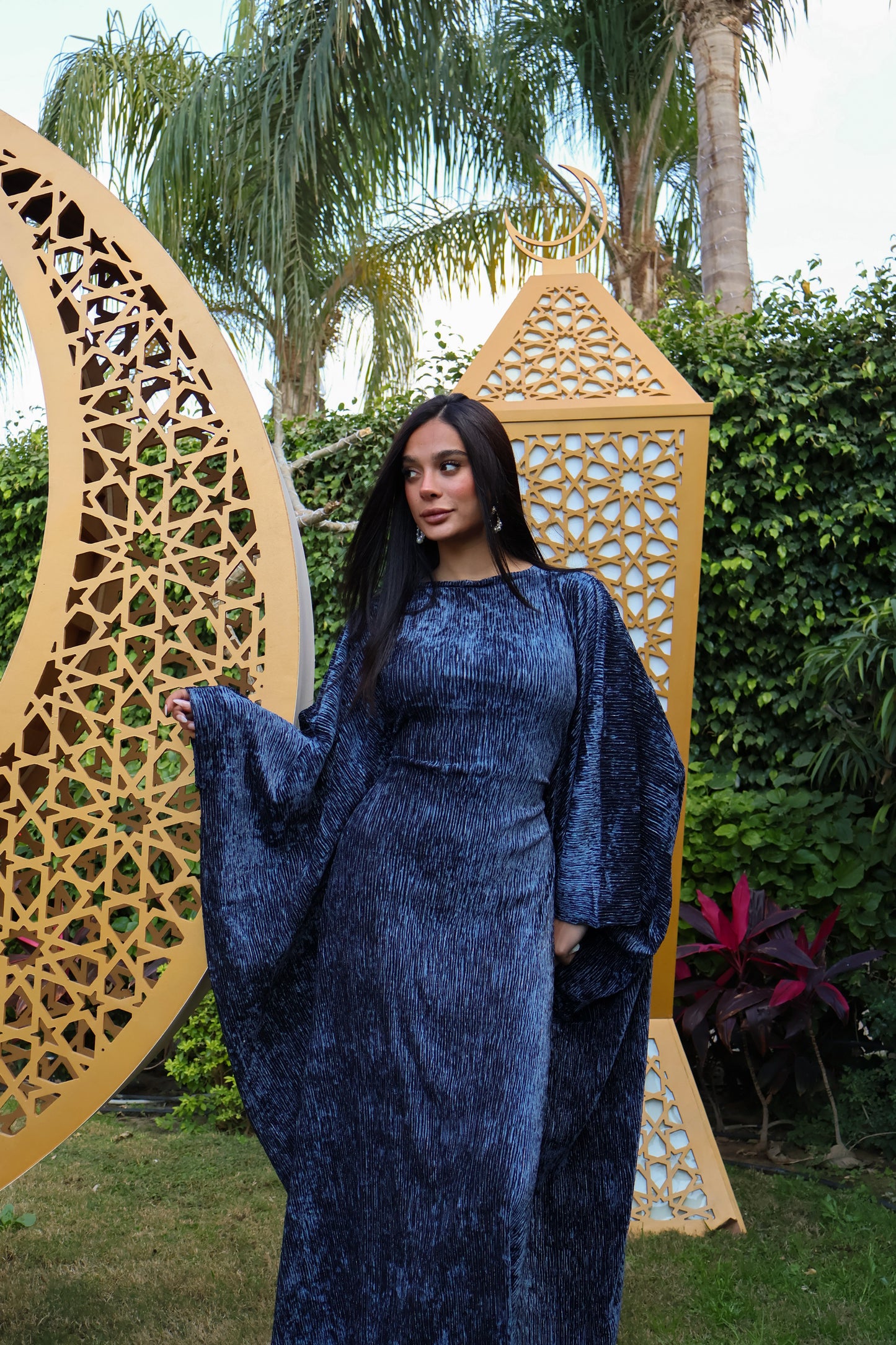 Navy Velvet Kaftan Dress