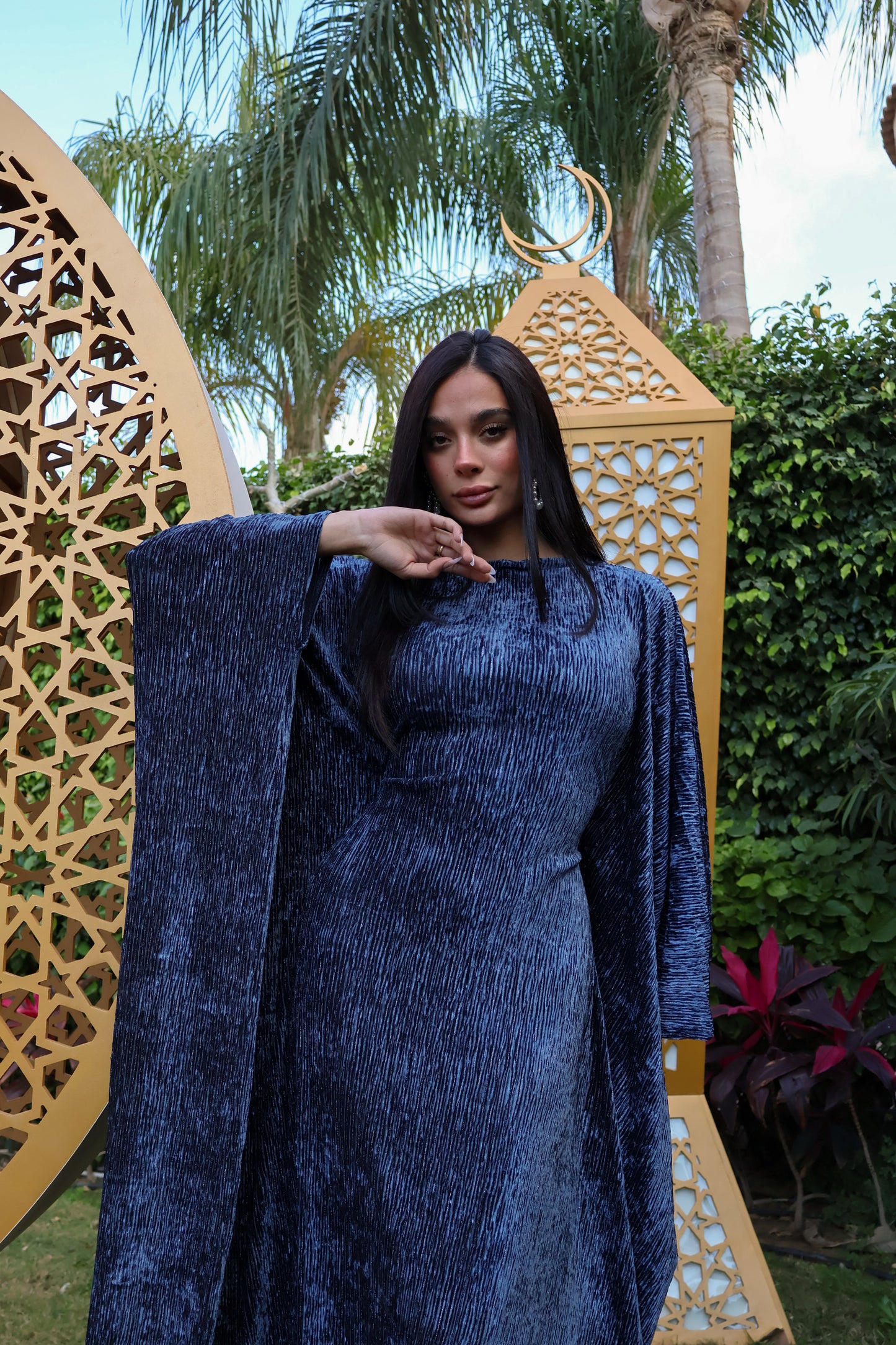 Navy Velvet Kaftan Dress