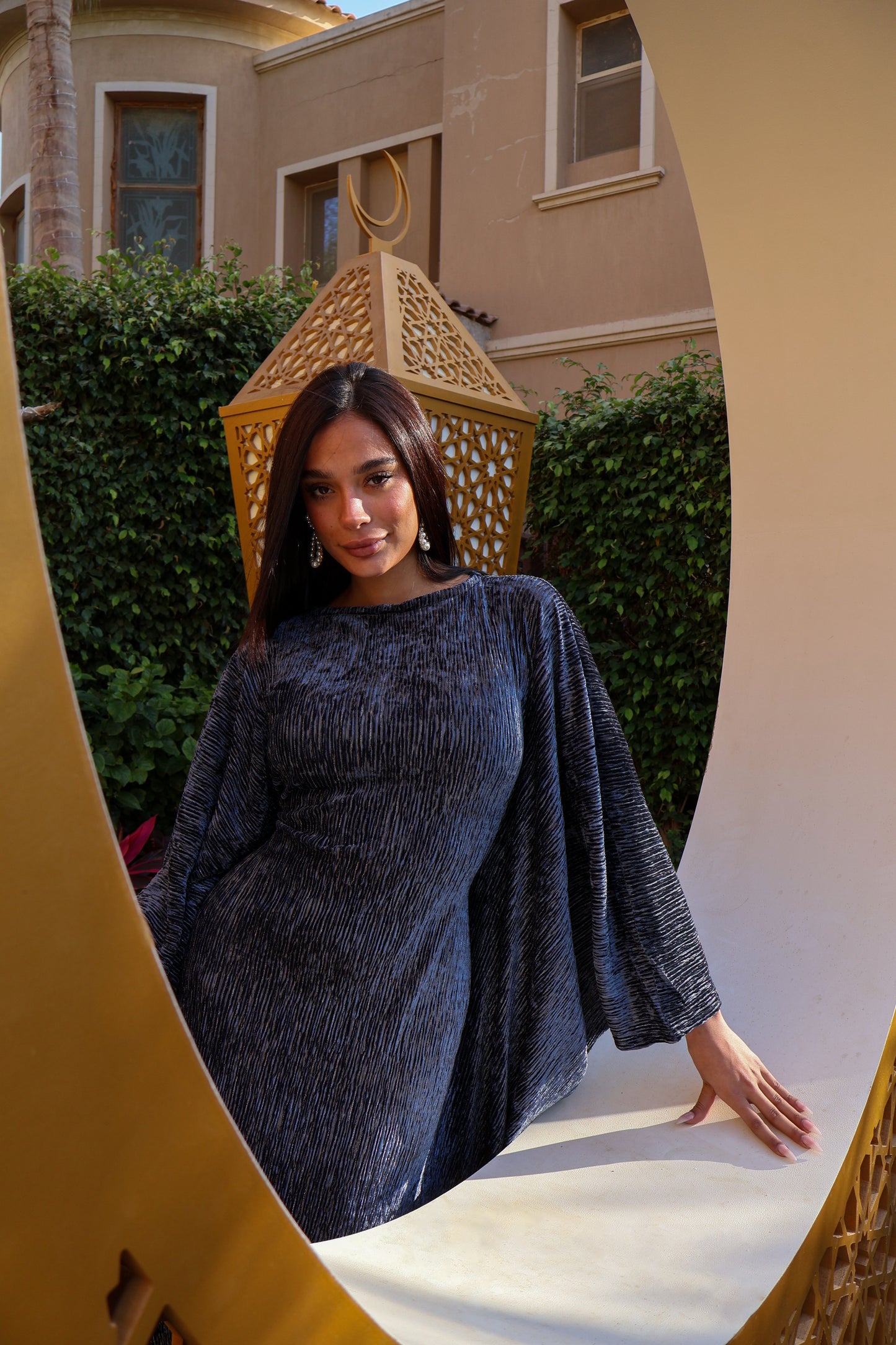 Navy Velvet Kaftan Dress