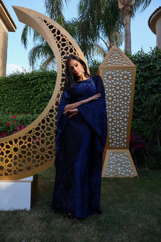 Blue Velvet Kaftan Dress