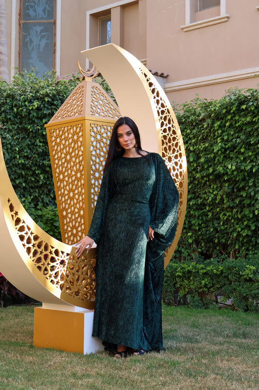 Emerald Velvet Kaftan Dress