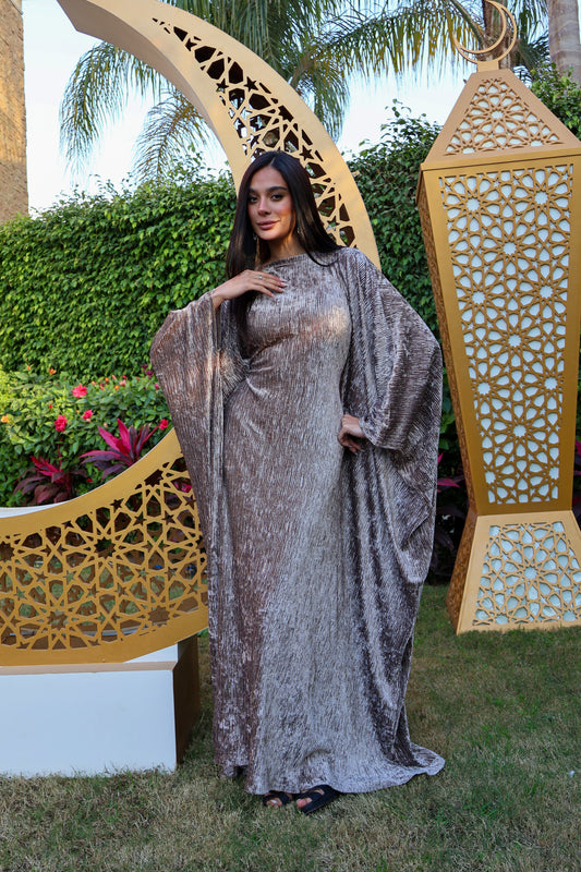 Champagne Velvet Kaftan Dress