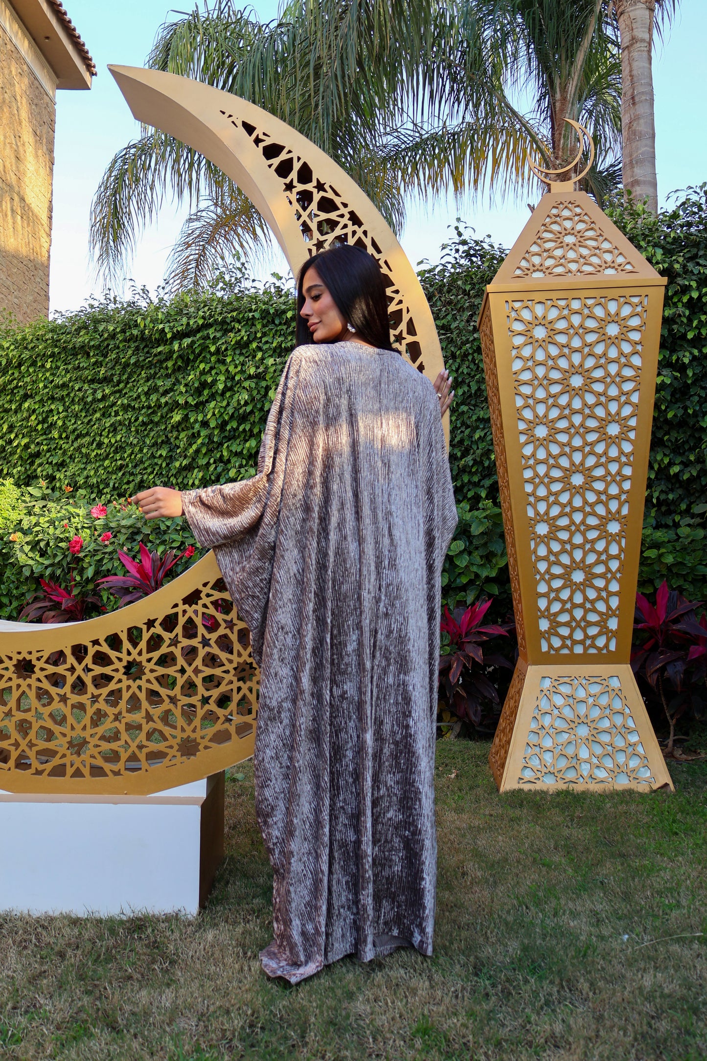 Champagne Velvet Kaftan Dress