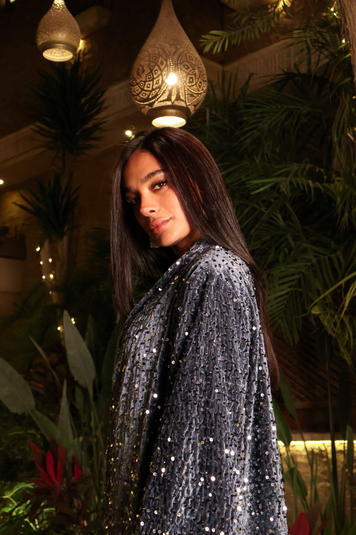 Grey Sequin Kaftan