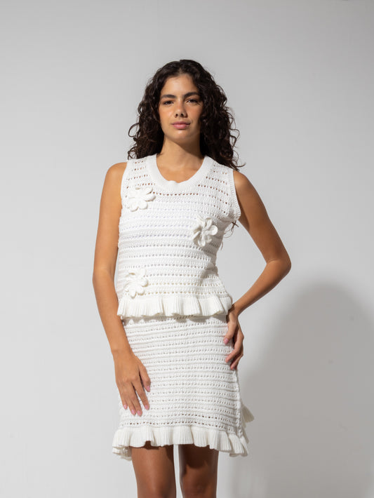 White Mini Skirt Set