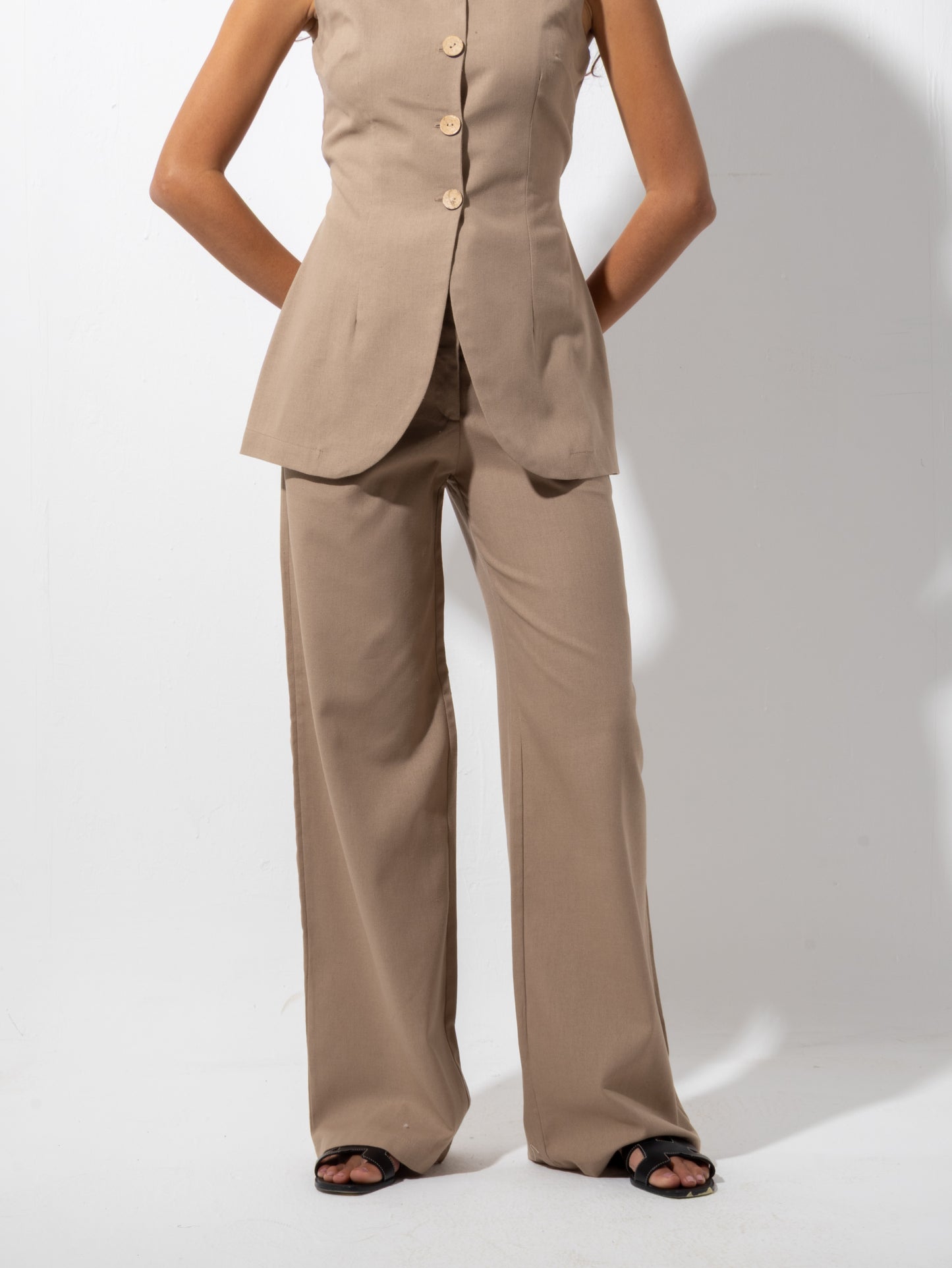 Caffe Linen Vest Set