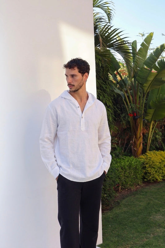 Linen Hooded Shirt