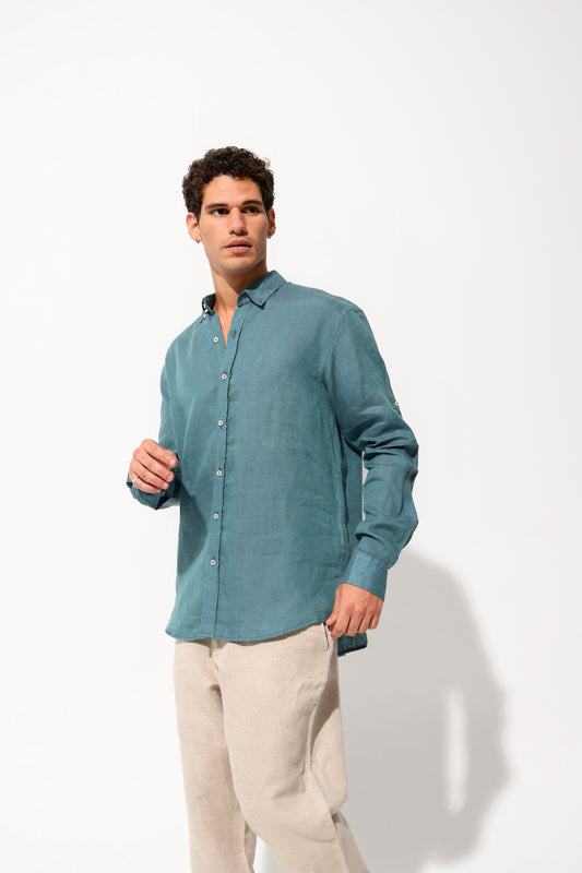 Teal Premium Linen Shirt