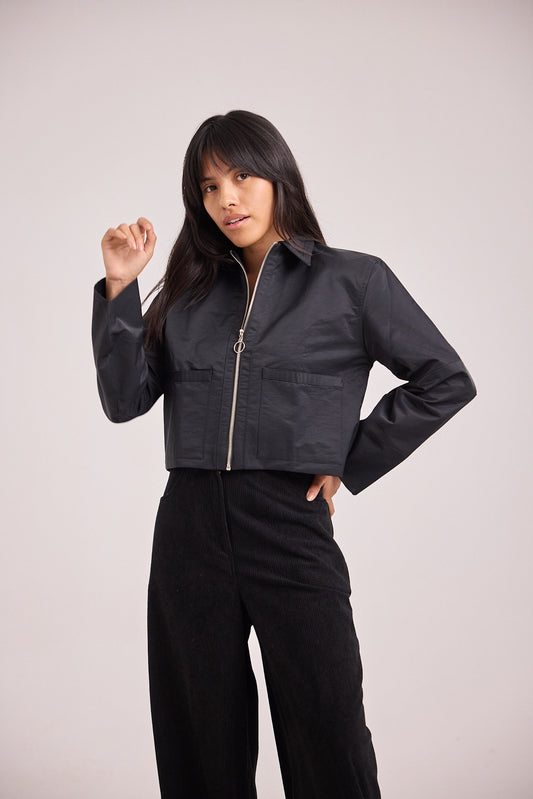 Cropped Microfiber Jacket