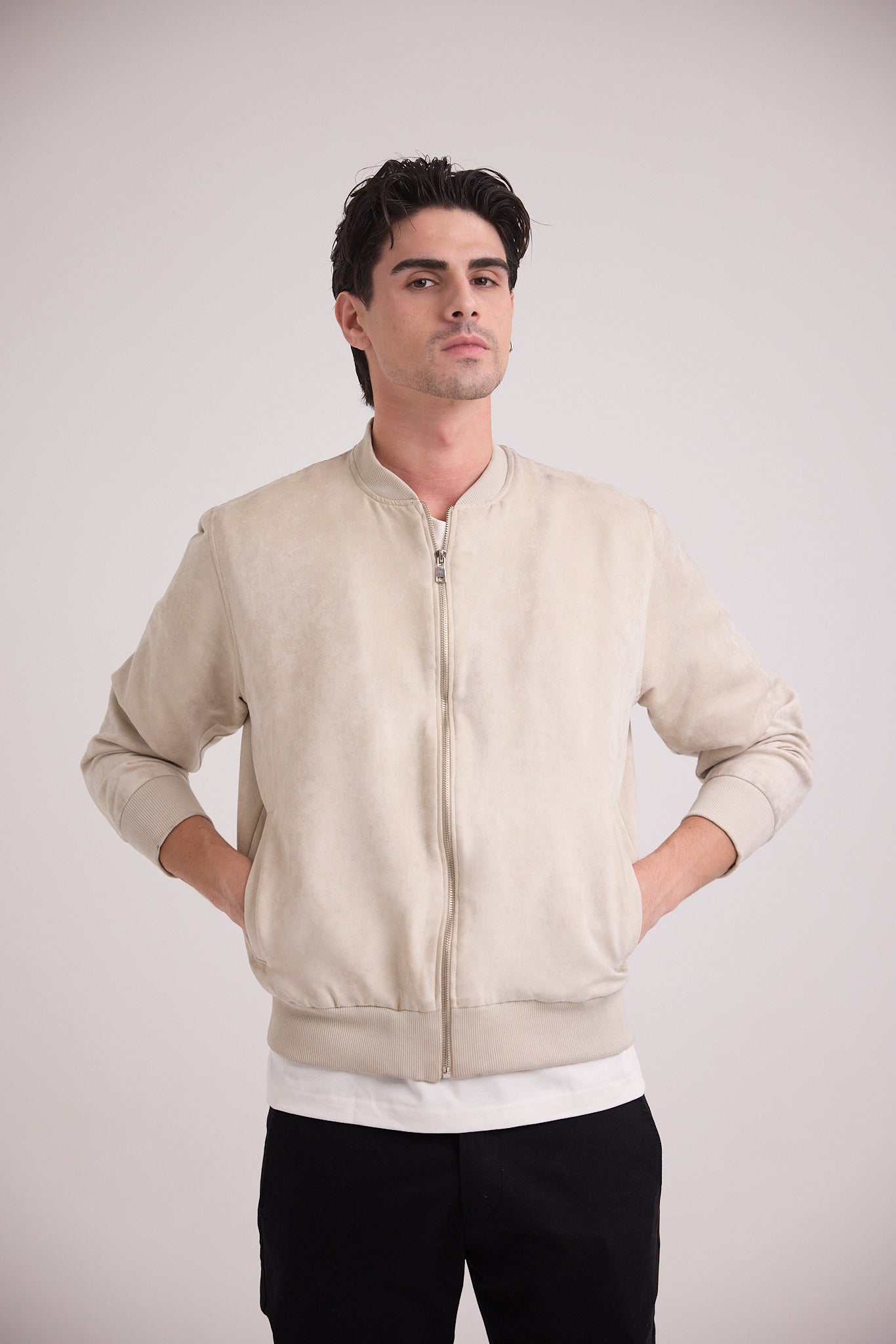 Men's Suede Bomber Jacket