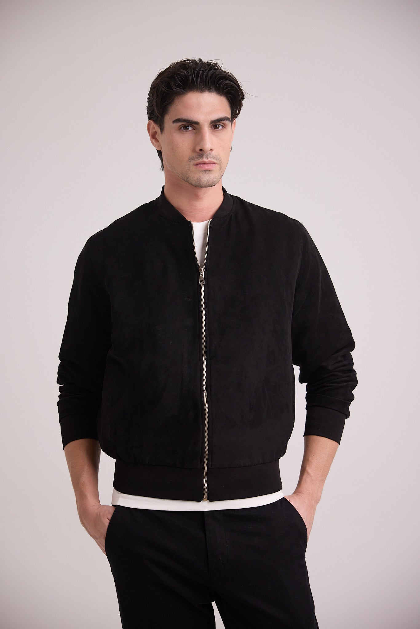 Men's Suede Bomber Jacket