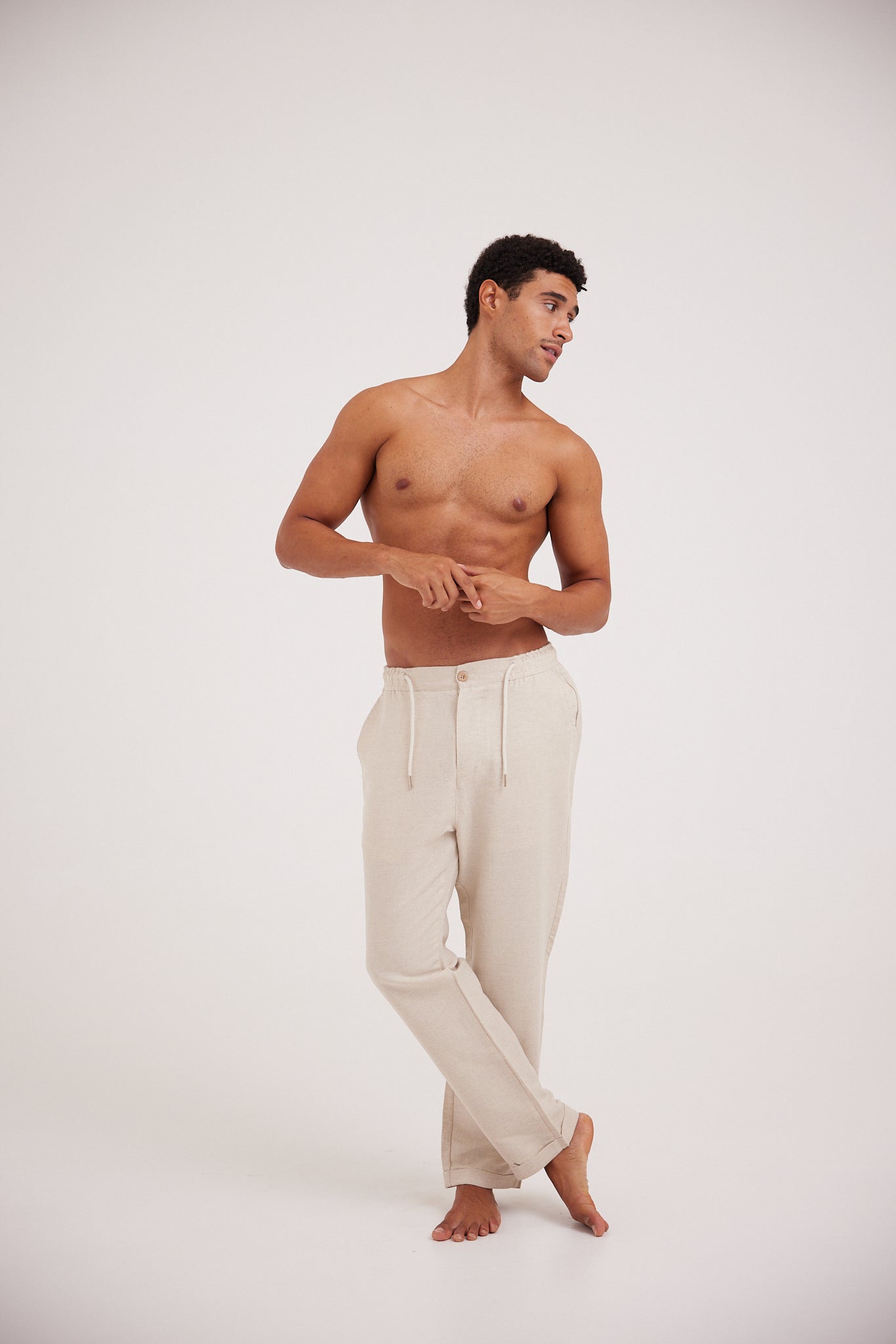 Beige Linen Pants